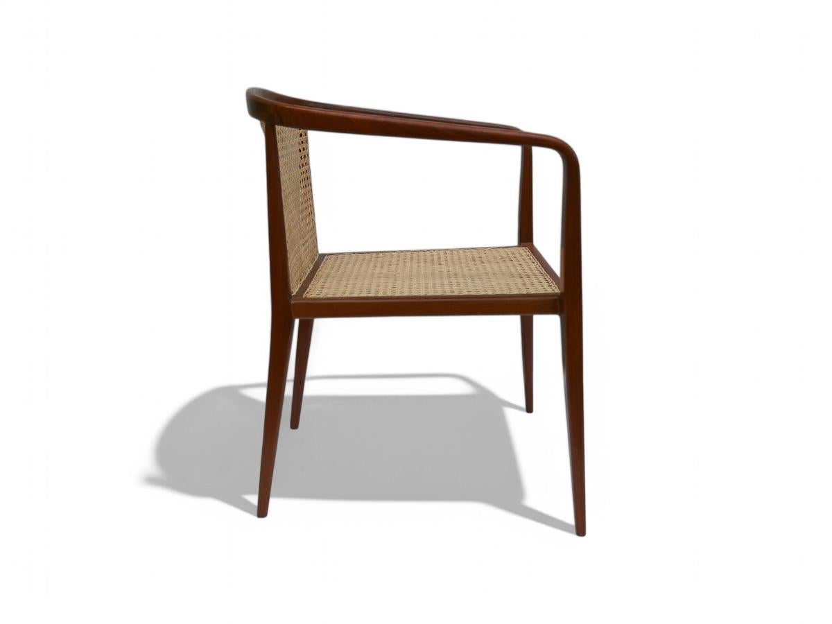 Woodwork Armchair in Hardwood & Cane by John Graz, 1950s For Sale