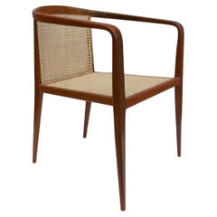 Fauteuil en bois dur et en rotin par John Graz, années 1950 