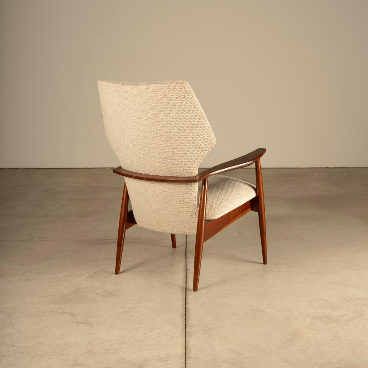 Armchair in Hardwood in Fabric, by Michel Arnoult, Brazilian Mid-Century Modern For Sale 1