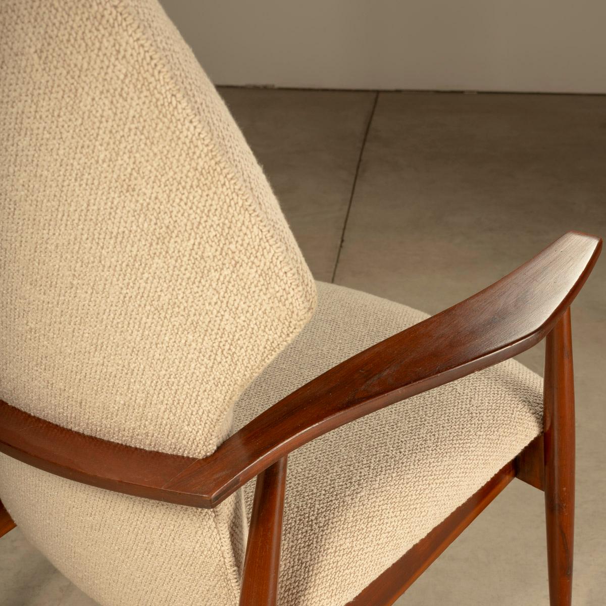 Armchair in Hardwood in Fabric, by Michel Arnoult, Brazilian Mid-Century Modern For Sale 2