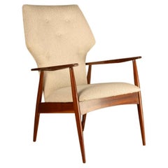 Sessel aus Hartholz mit Stoff, von Michel Arnoult, Brasilien, Moderne der Mitte des Jahrhunderts