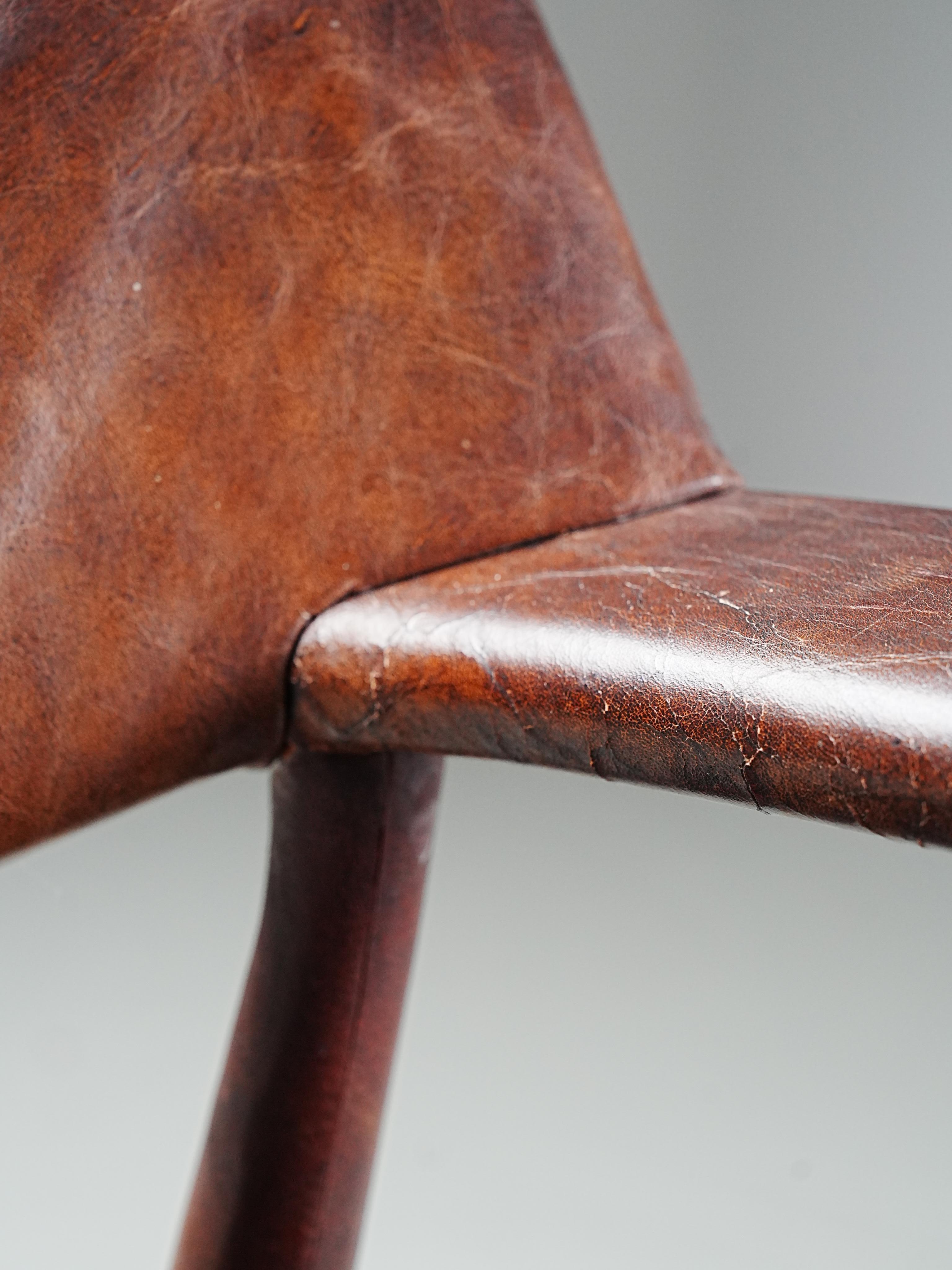 Armchair in Leather and Teak by Larsen and Bender for Willy Beck, Denmark, 1950 in vendita 6