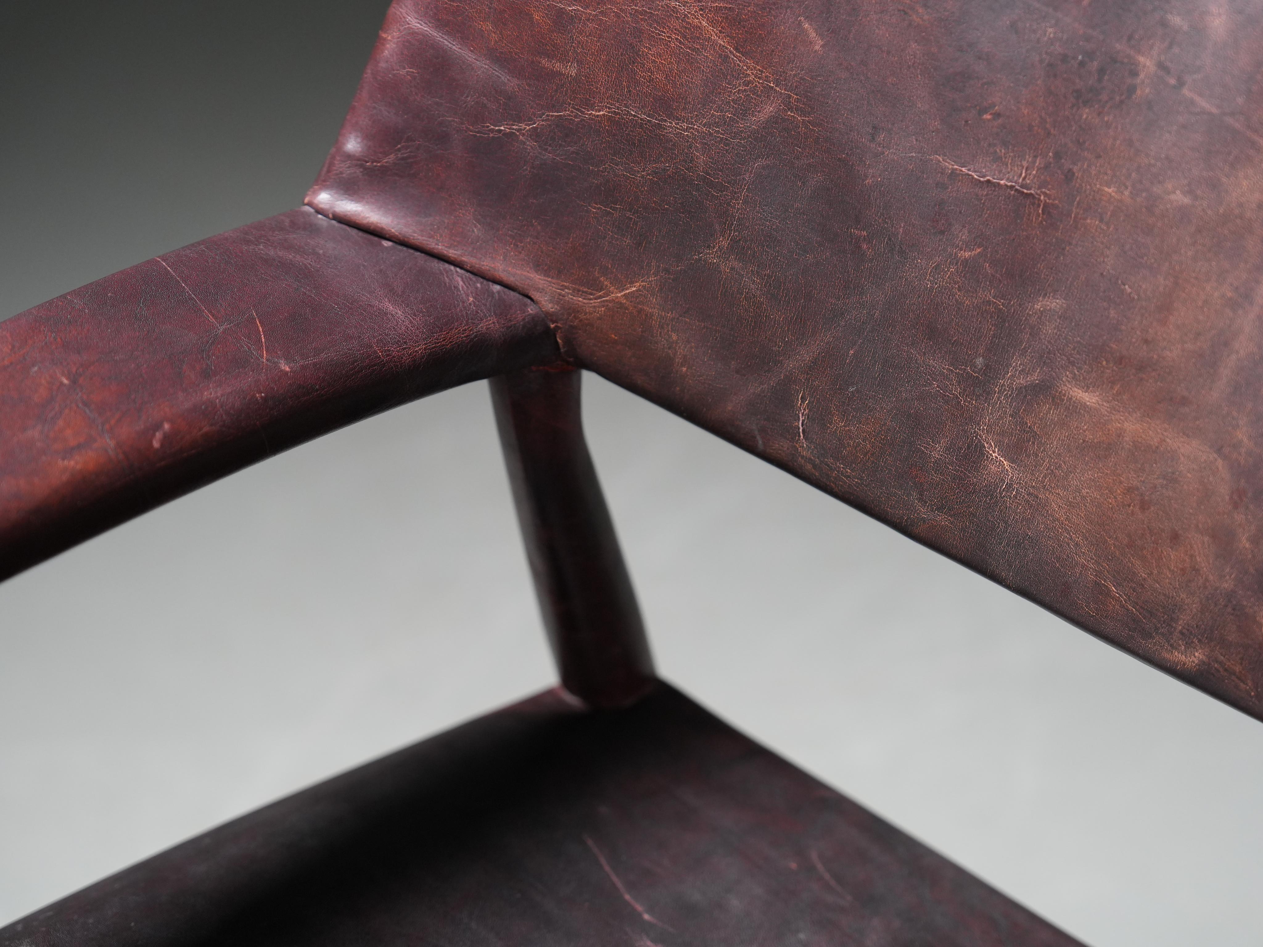Armchair in Leather and Teak by Larsen and Bender for Willy Beck, Denmark, 1950 in vendita 1