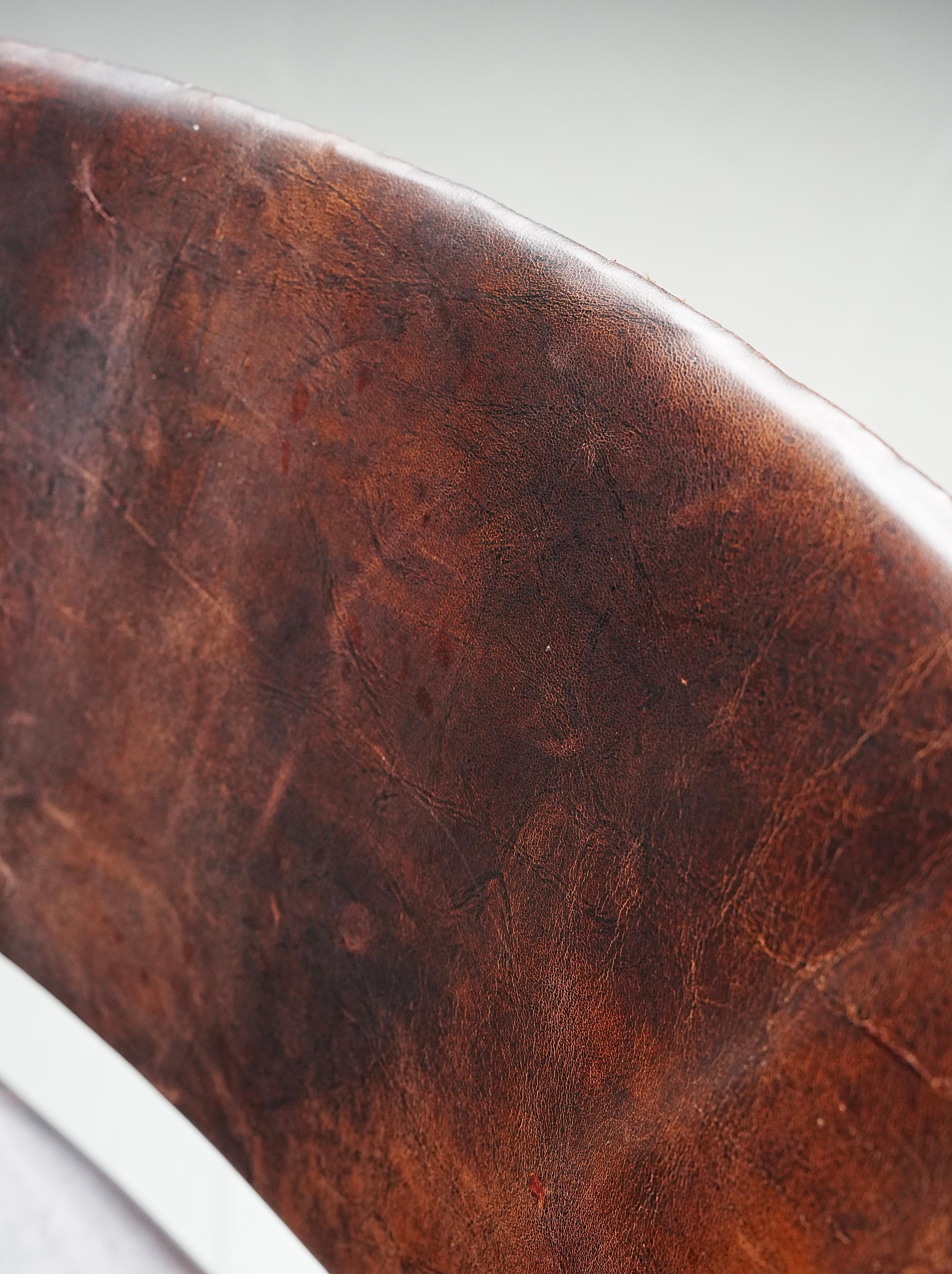 Armchair in Leather and Teak by Larsen and Bender for Willy Beck, Denmark, 1950 in vendita 2