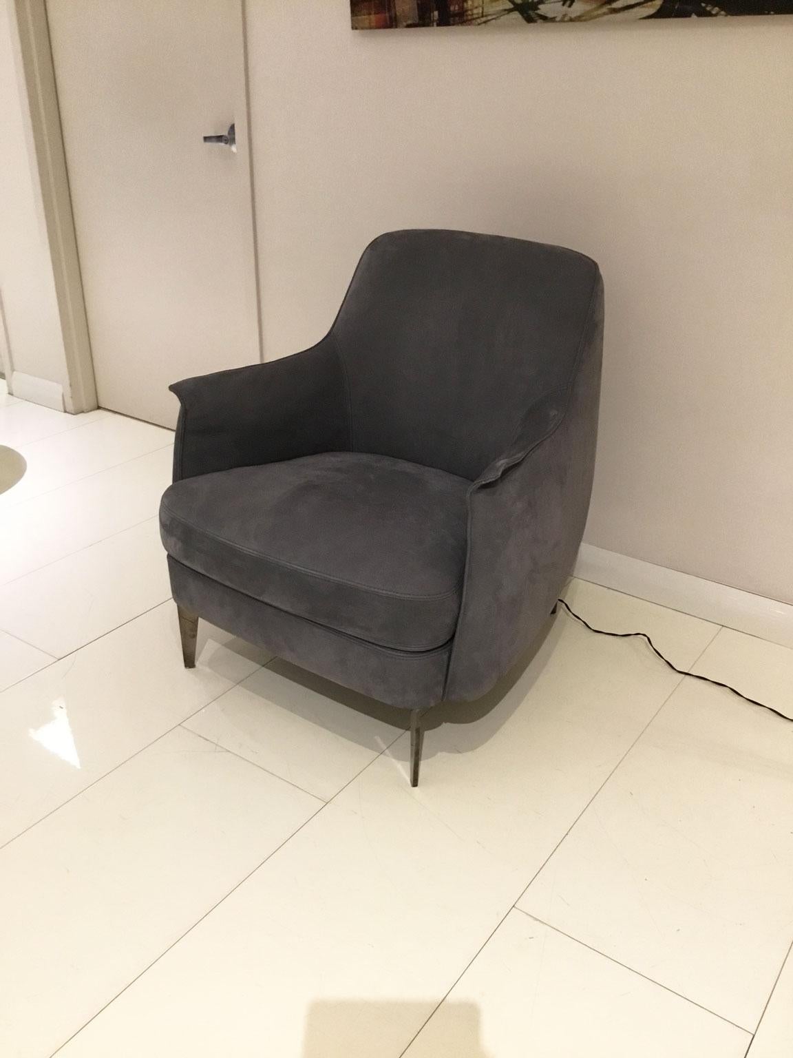 light grey leather armchair