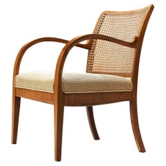 Armchair in Mahogany and Cane