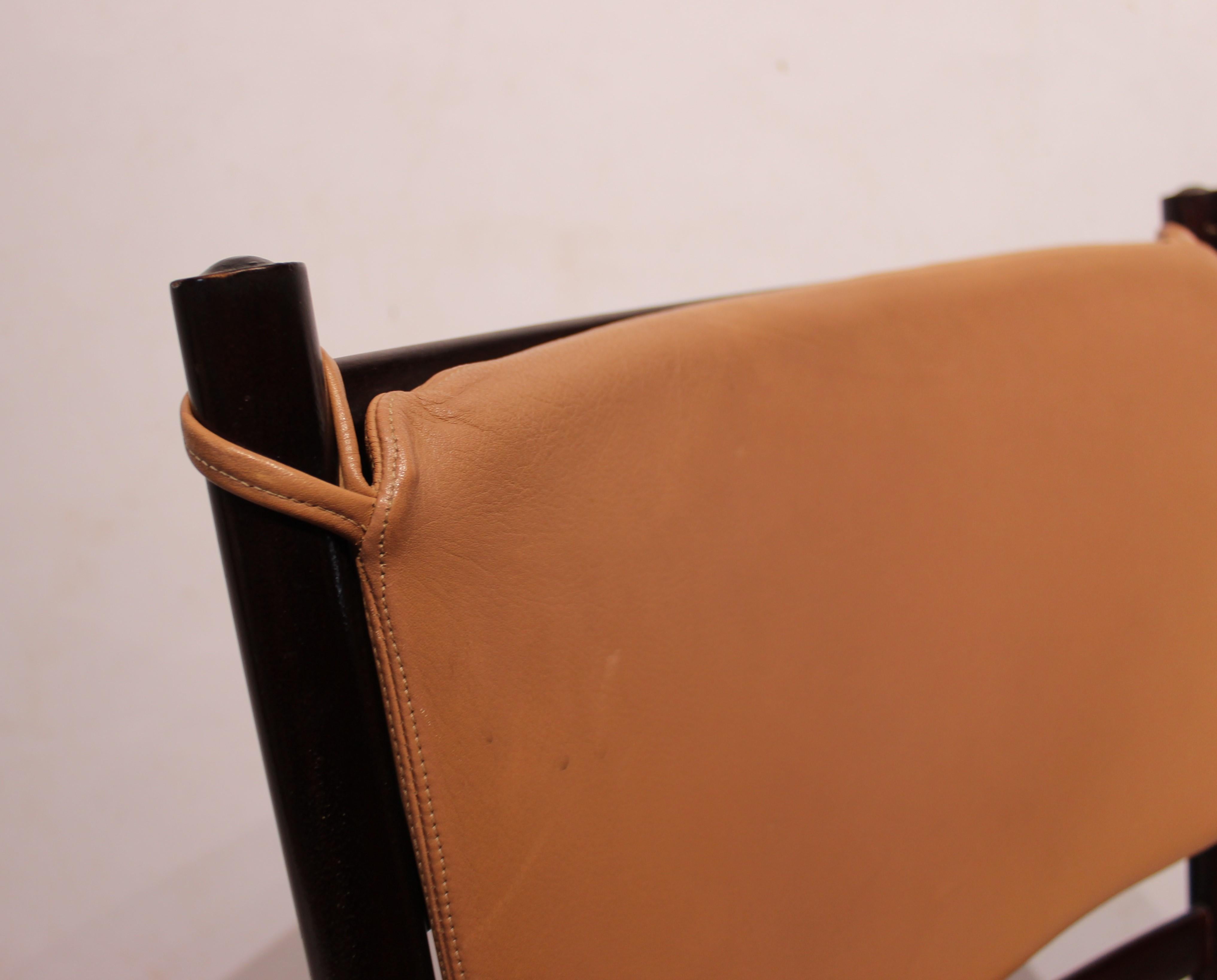 Armchair in Mahogany and Light Brown Leather by Ole Wanscher, 1960s 1