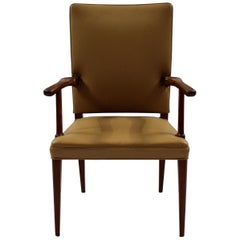 Armchair in Mahogany and Light Leather by Jacob Kjær from the 1950s