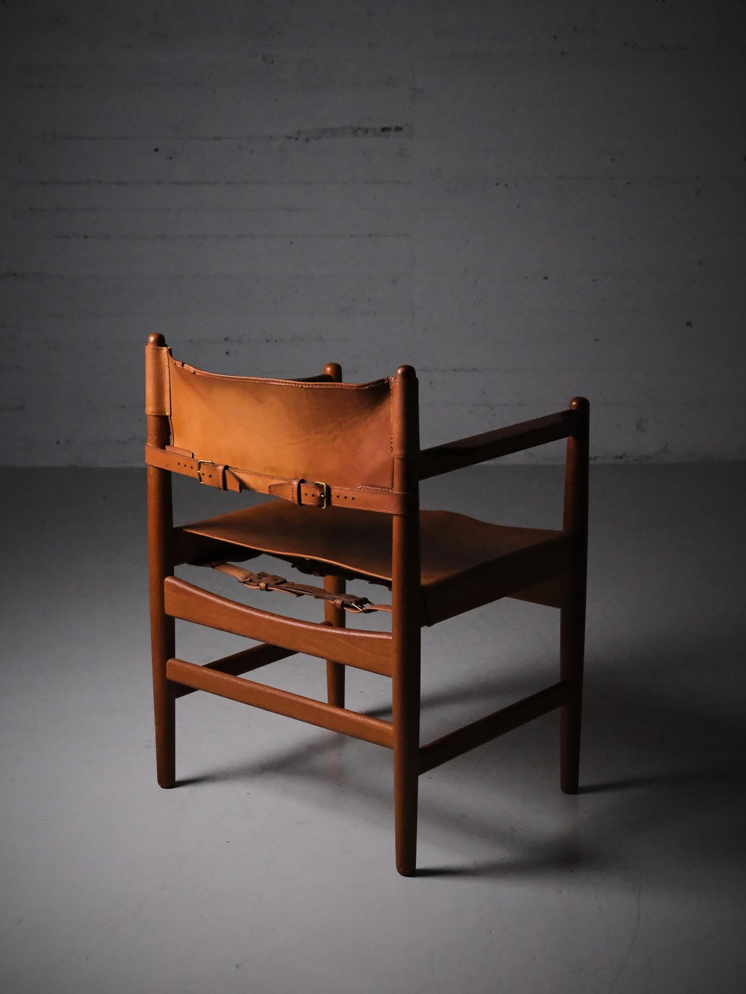 Swedish Armchair in oak and leather by Børge Mogensen, Sweden, 1950s For Sale
