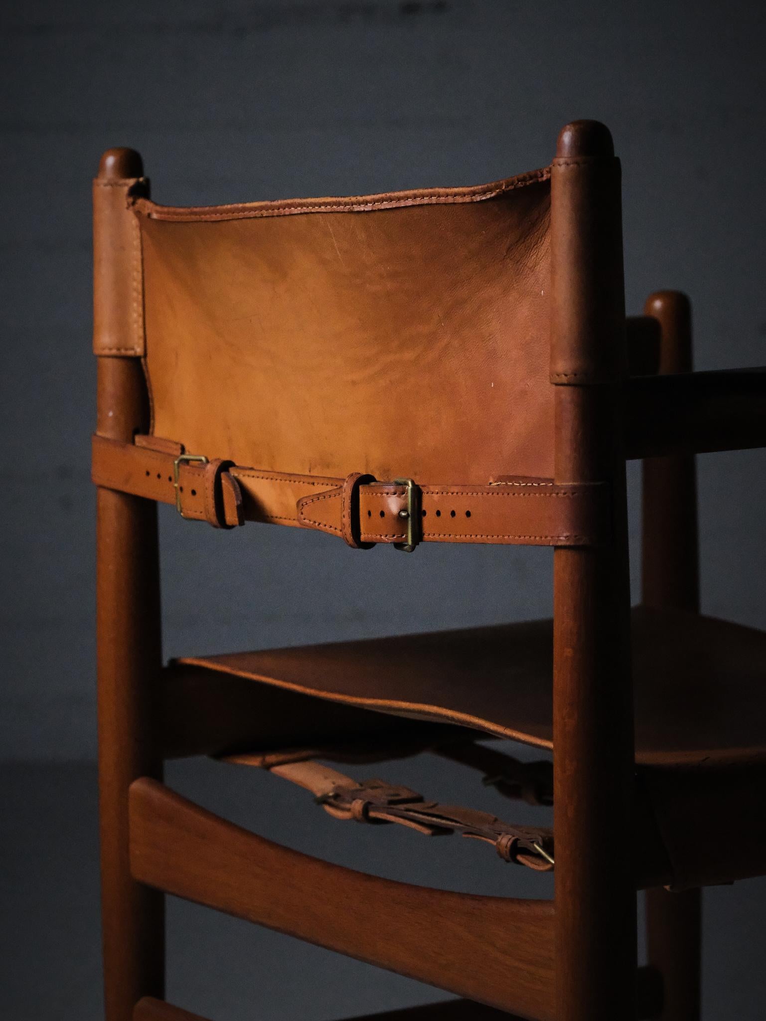 Armchair in oak and leather by Børge Mogensen, Sweden, 1950s For Sale 1