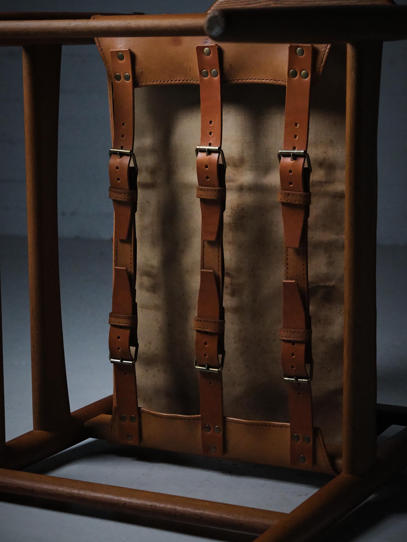 Armchair in oak and leather by Børge Mogensen, Sweden, 1950s For Sale 2
