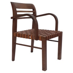 Used Armchair in Oak and Leather by René Gabriel, Norma, 1935