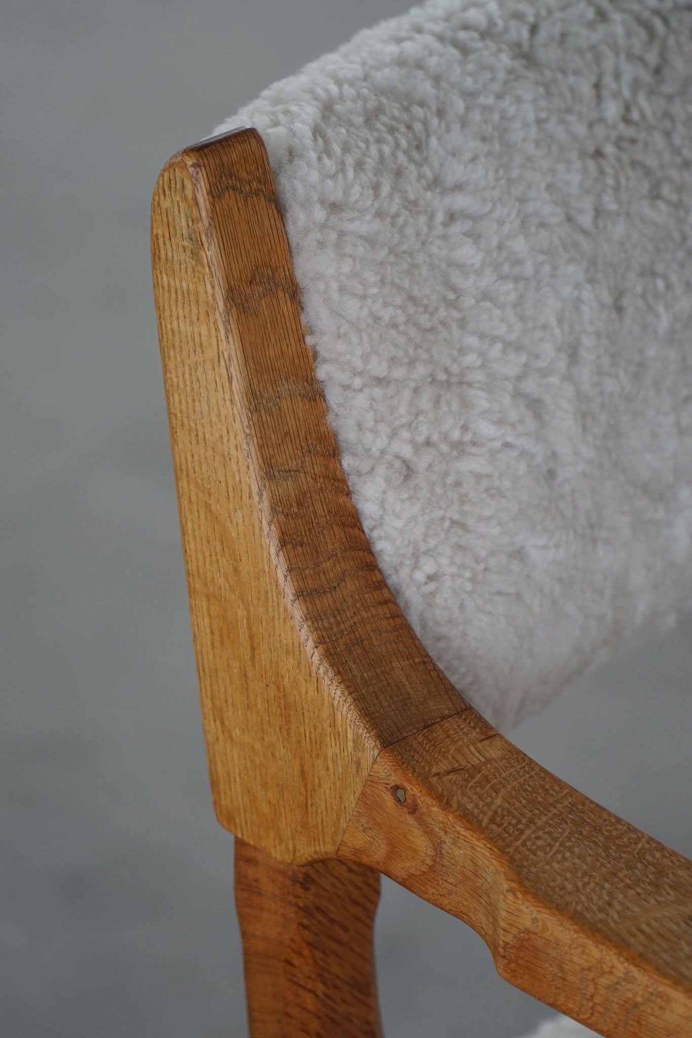 20th Century Armchair in Oak & Lambswool, Model 