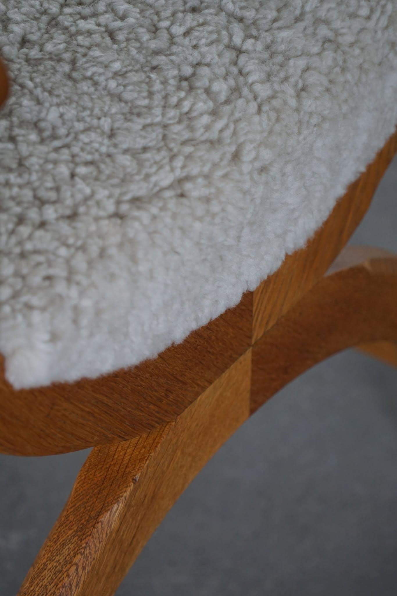 Lambskin Armchair in Oak & Lambswool, Model 
