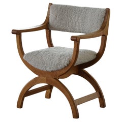 Armchair in Oak & Lambswool, Model "Kurul", Mid Century, Henning Kjærnulf, 1960s