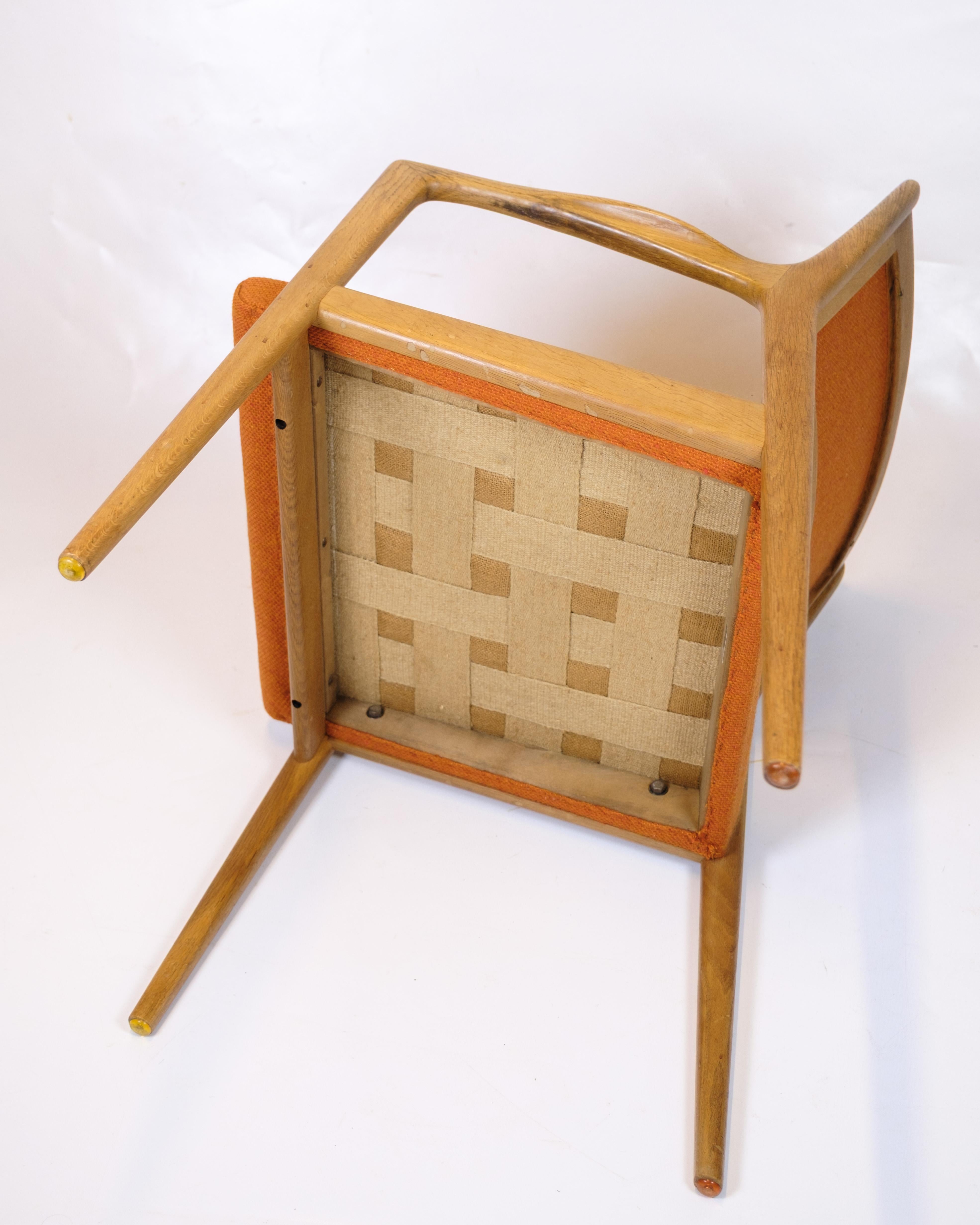 Poltrona in Oak e tessuto arancione di Karl-Erik Ekselius per JOC Vetlanda in vendita 3