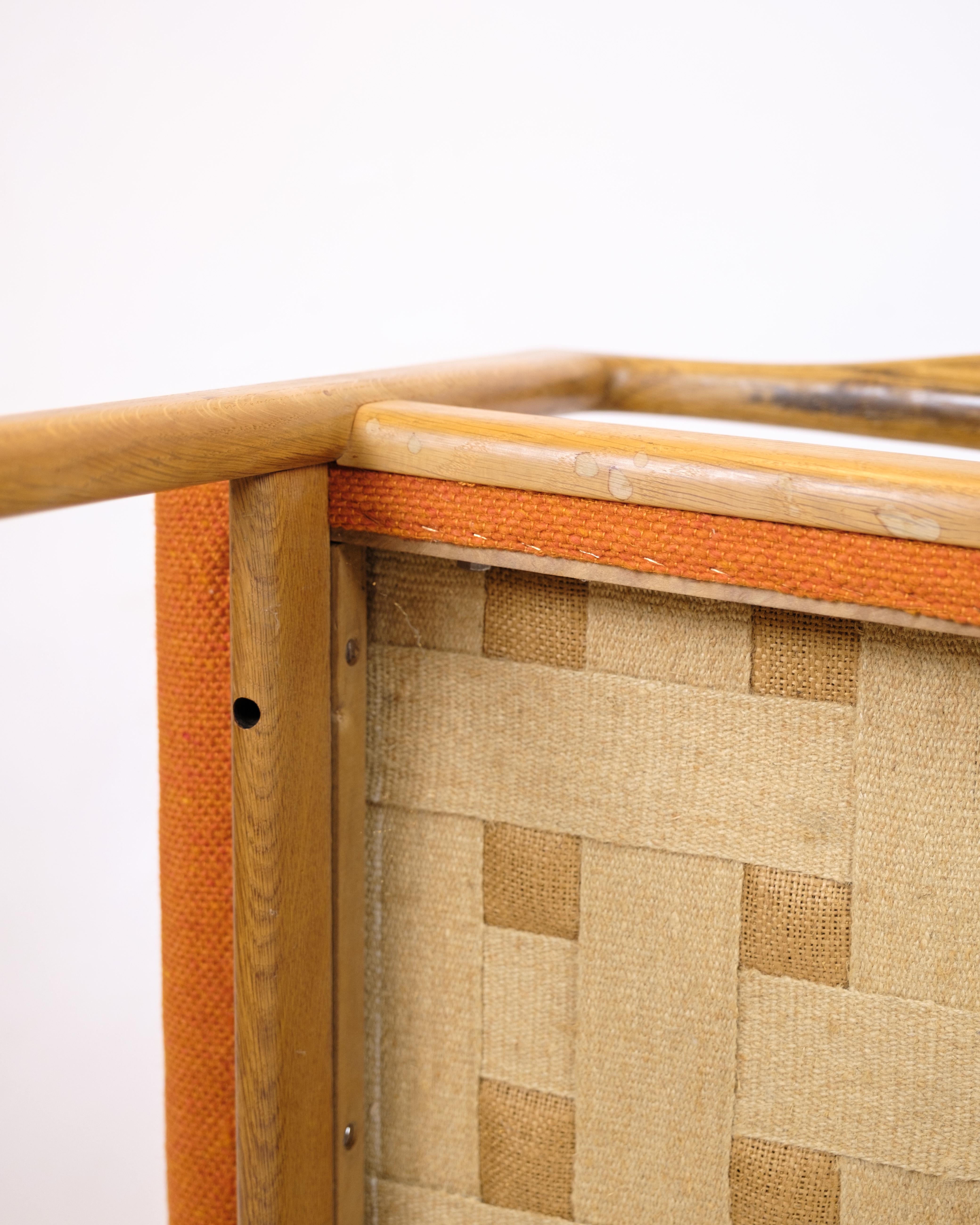 Poltrona in Oak e tessuto arancione di Karl-Erik Ekselius per JOC Vetlanda in vendita 4