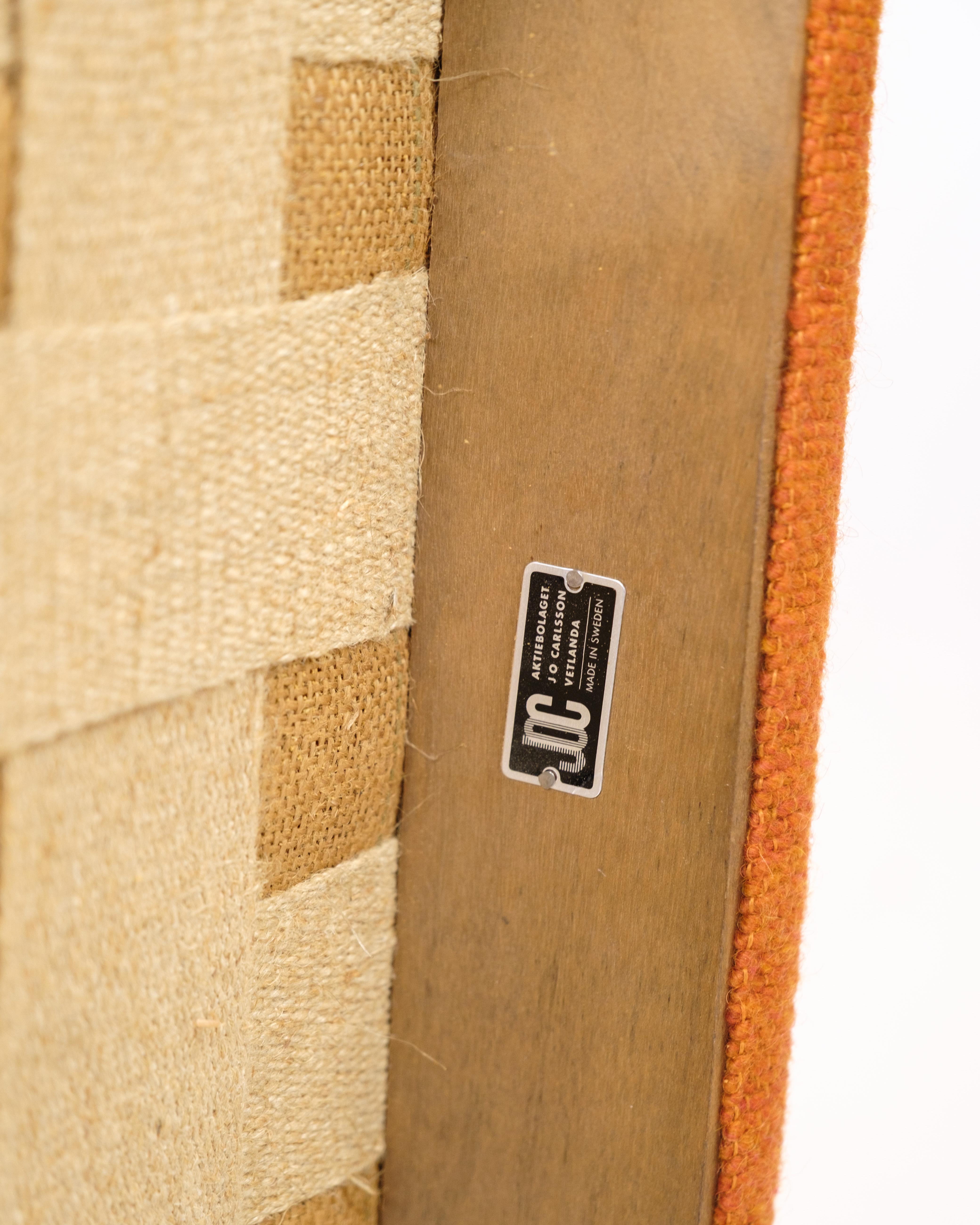 Poltrona in Oak e tessuto arancione di Karl-Erik Ekselius per JOC Vetlanda in vendita 5