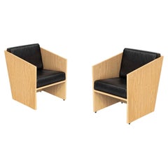Armchair in Oak Wood and Natural Leather - SET 2 Pieces - Álvaro Siza Vieira