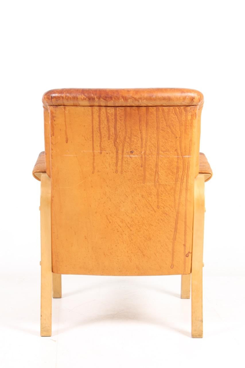 Armchair in Patinated Leather by Alvar Aalto, 1950s 2