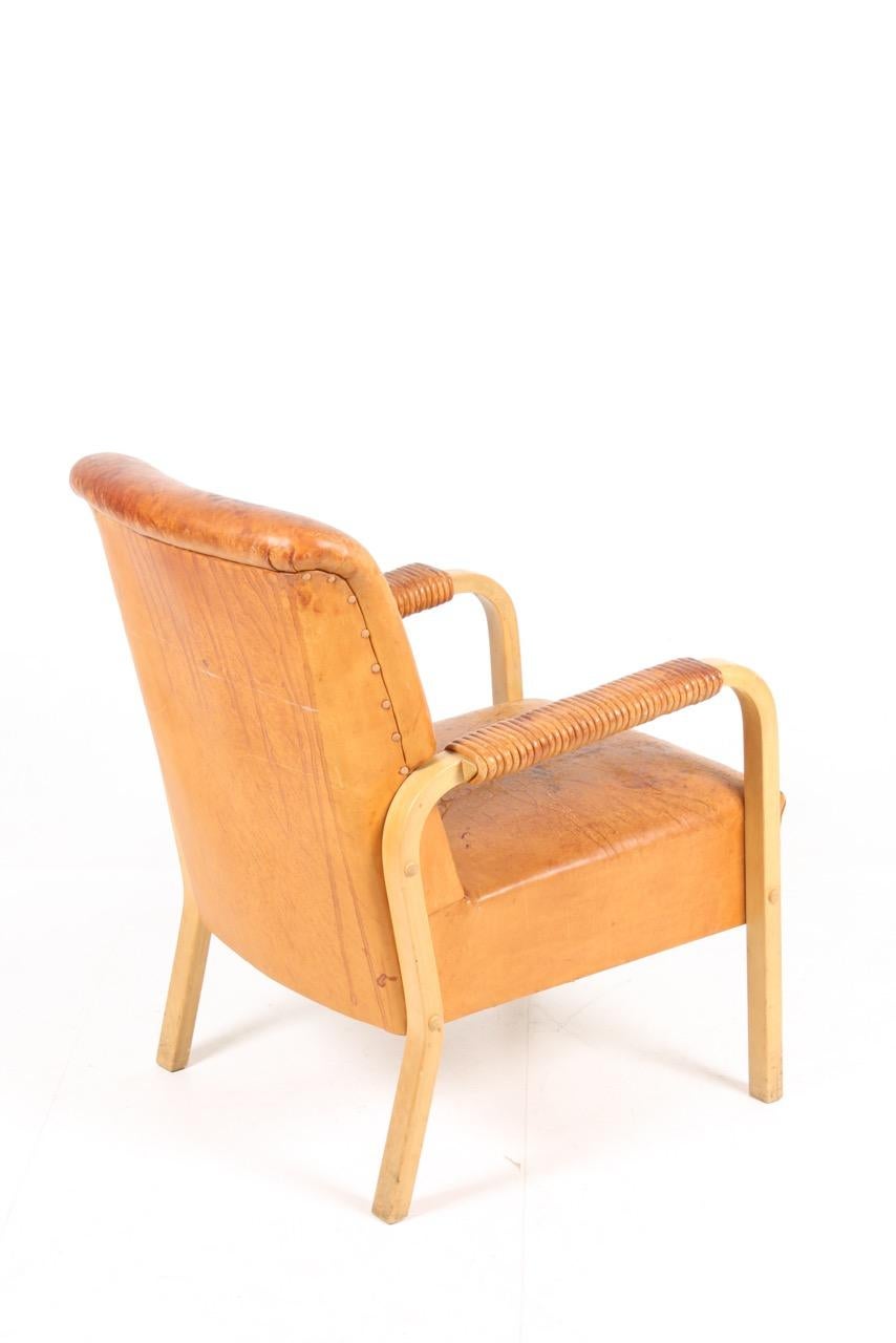Armchair in Patinated Leather by Alvar Aalto, 1950s 3