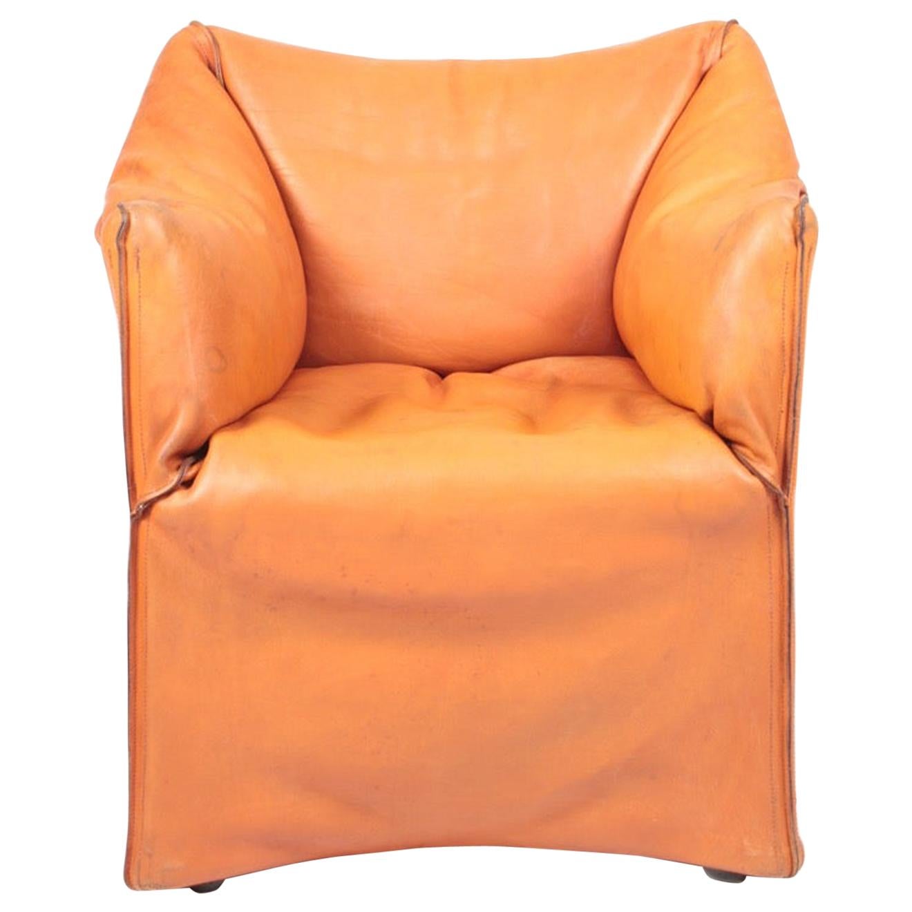 Armchair in Patinated Leather by Mario Bellini, 1970s