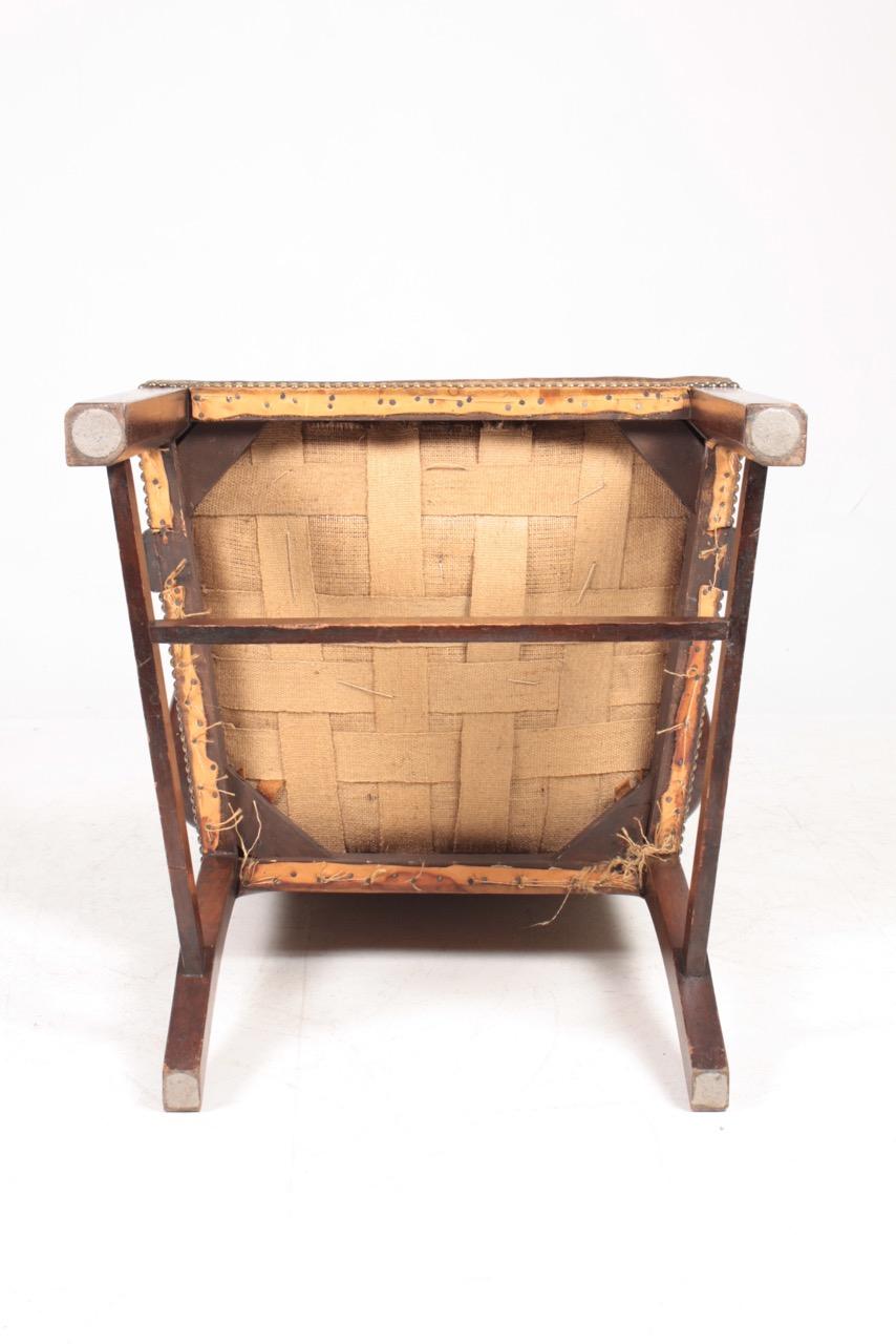 Armchair in Patinated Leather, Danish Design, 1940s 4