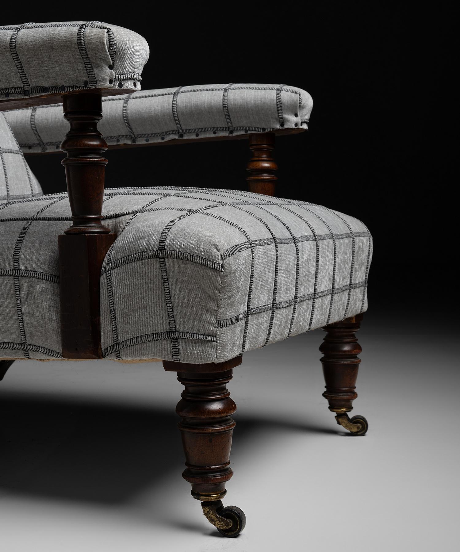 Armchair in Pierre Frey Fabric Circa 1850 In Good Condition In Culver City, CA