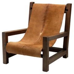 Armchair in Pine with Cowhide Seating, Europe 1950s