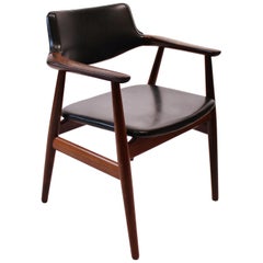 Armchair in Rosewood and Black Leather Designed by Erik Kirkegaard, 1960s