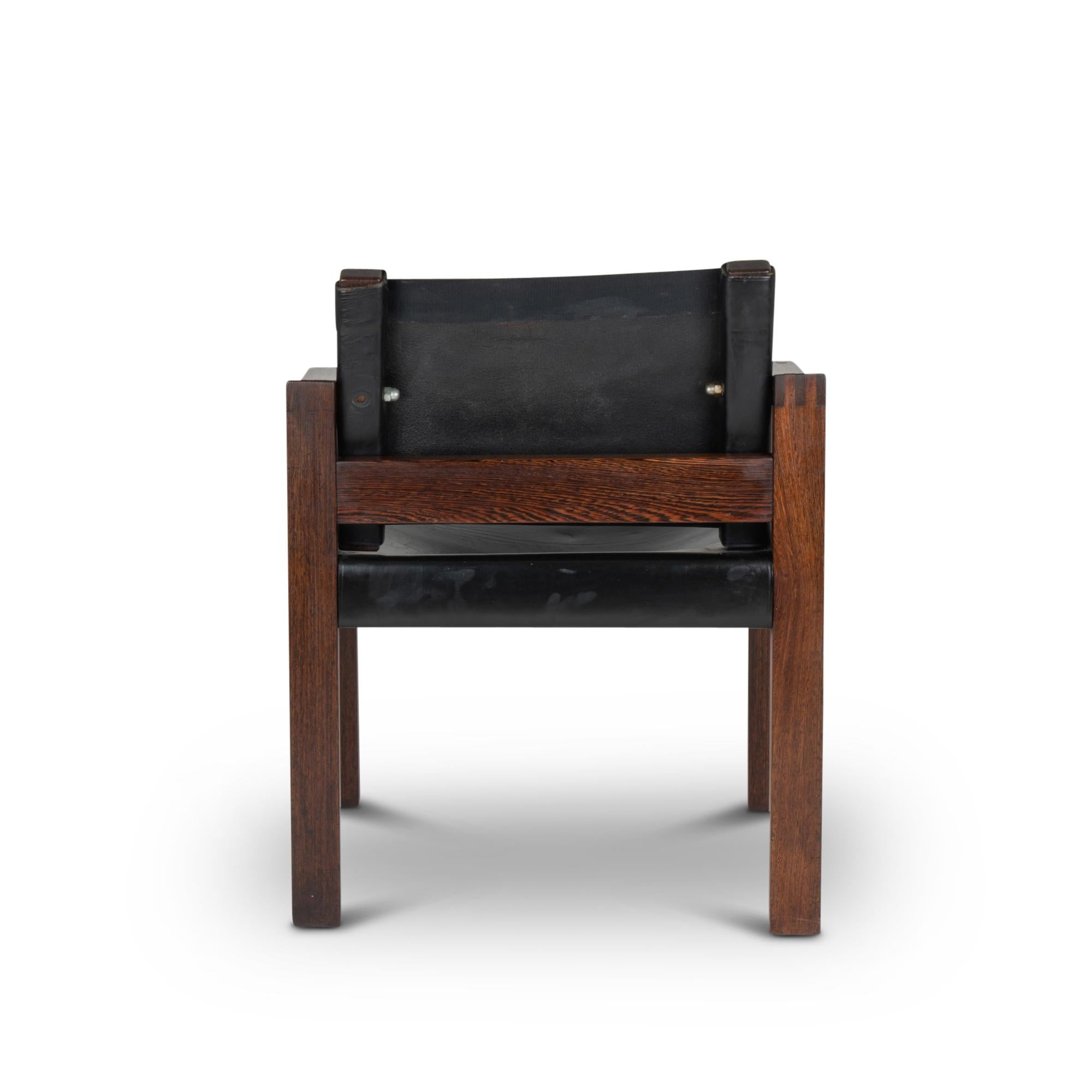 20th Century Armchair in Rosewood and Leather, 1970s