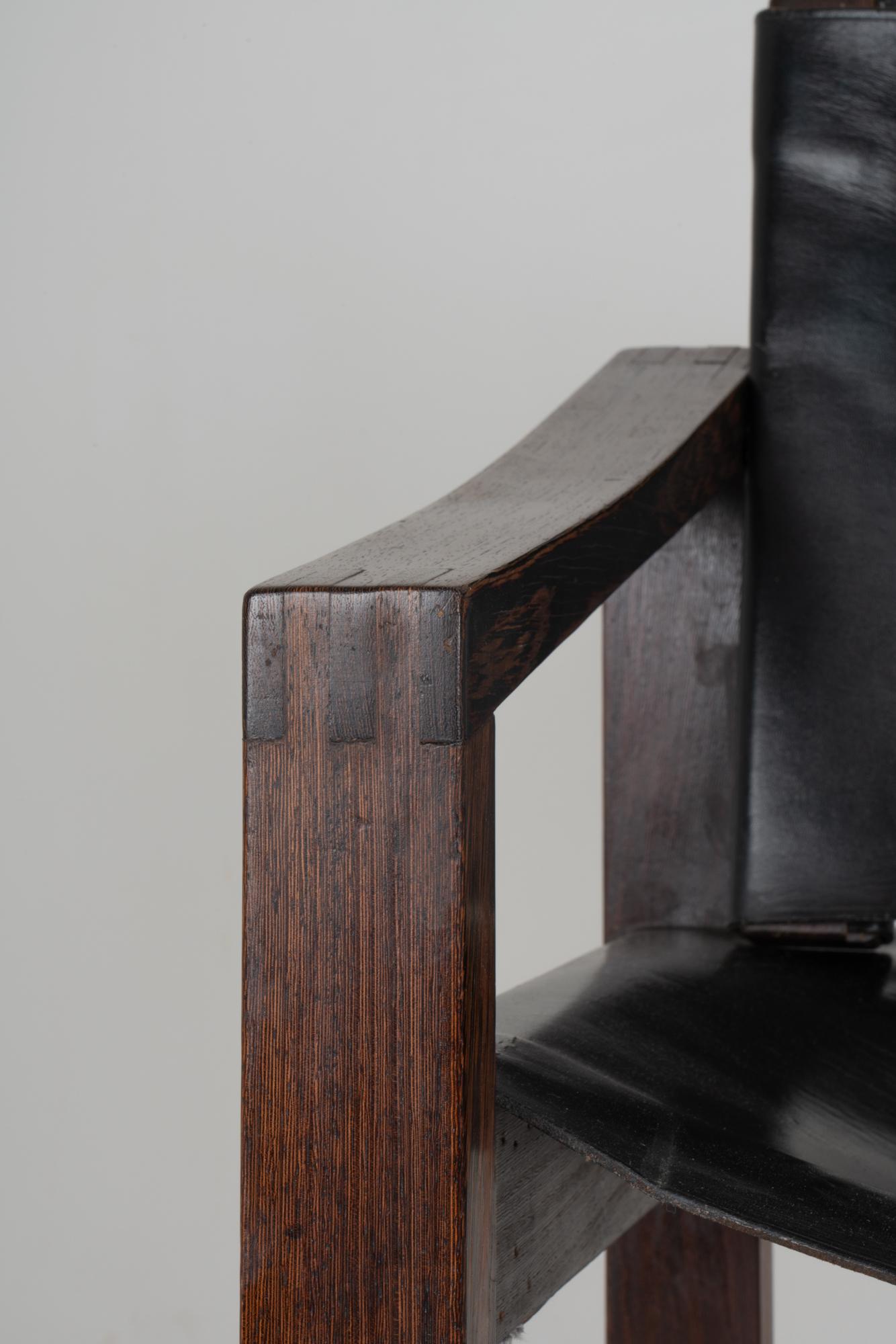 Armchair in Rosewood and Leather, 1970s 1