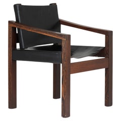 Armchair in Rosewood and Leather, 1970s