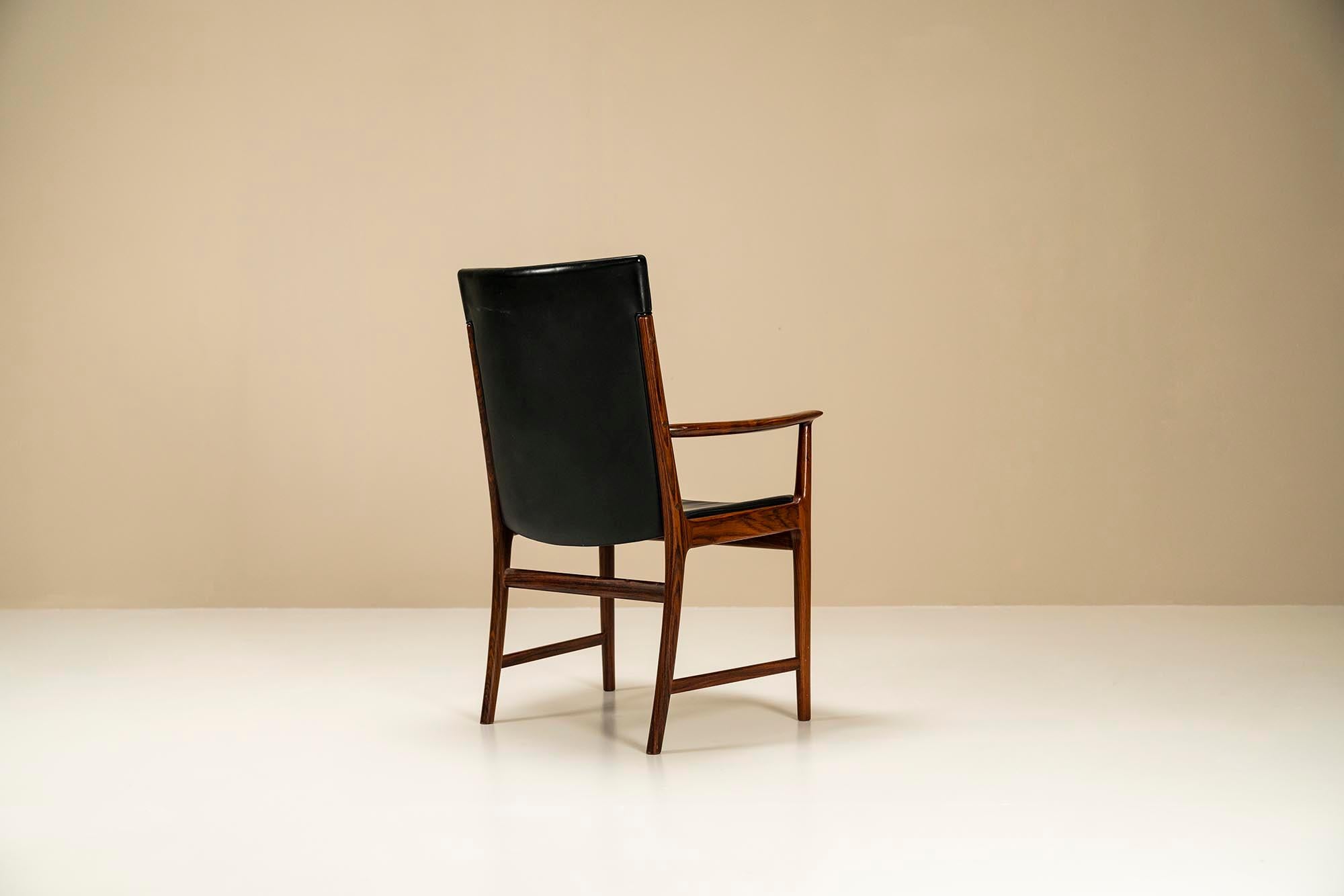 Scandinavian Modern Armchair in Rosewood and Leather by Kai Lyngfeldt Larsen, Denmark, 1960s