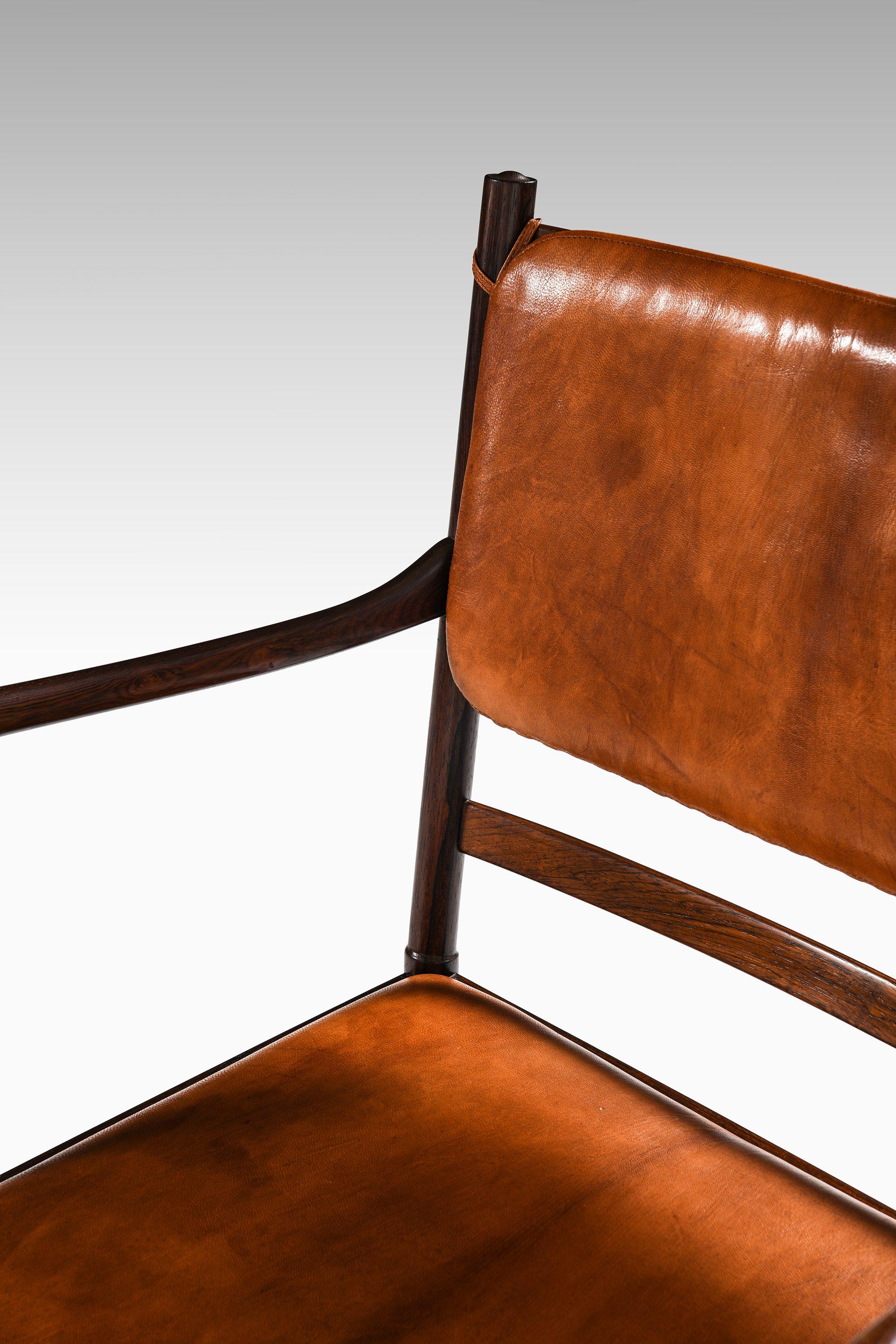 Armchair in Rosewood and Upholstered in Niger Leather by Ole Wanscher, 1960's For Sale 6