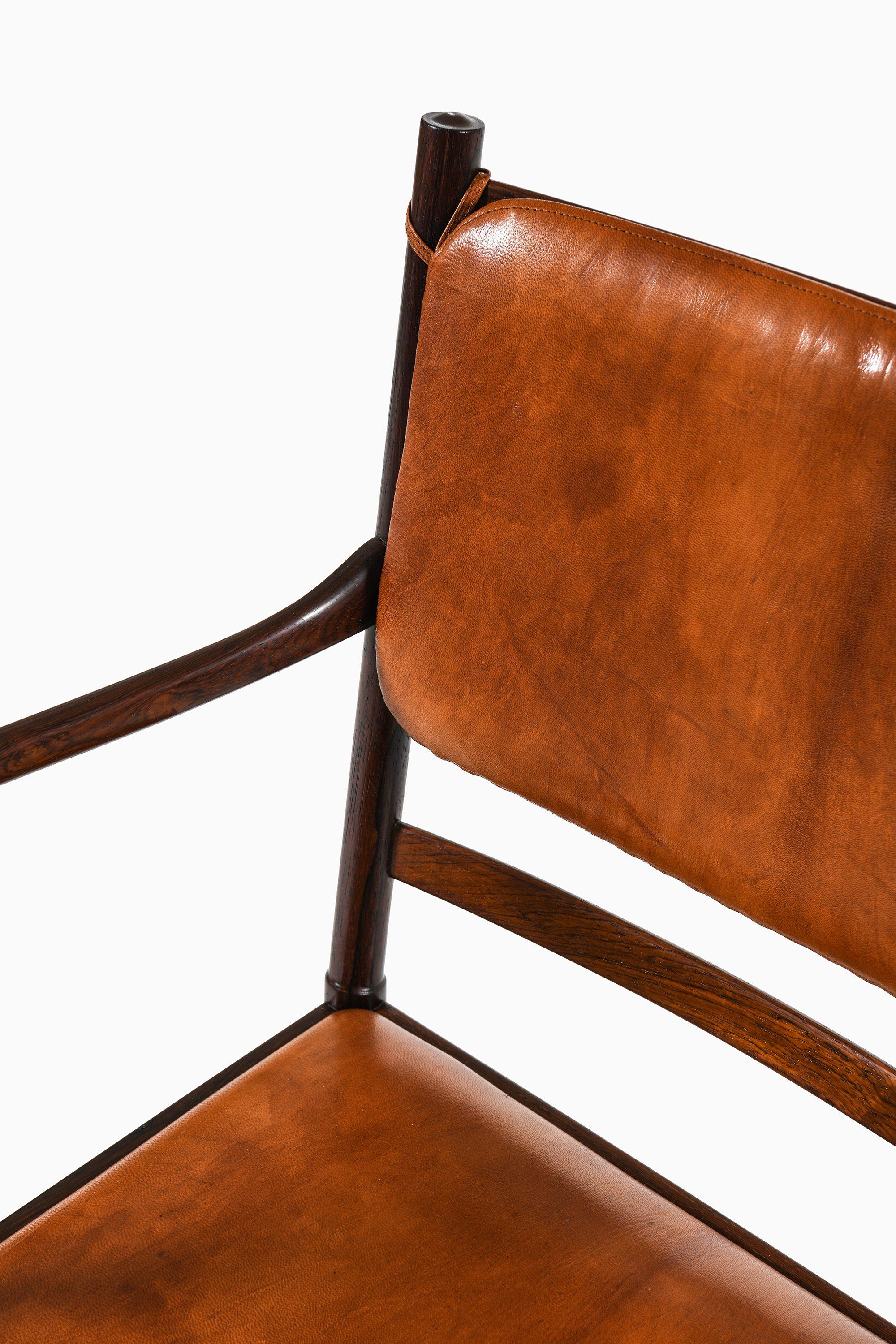 Armchair in Rosewood and Upholstered in Niger Leather by Ole Wanscher, 1960's In Good Condition For Sale In Limhamn, Skåne län