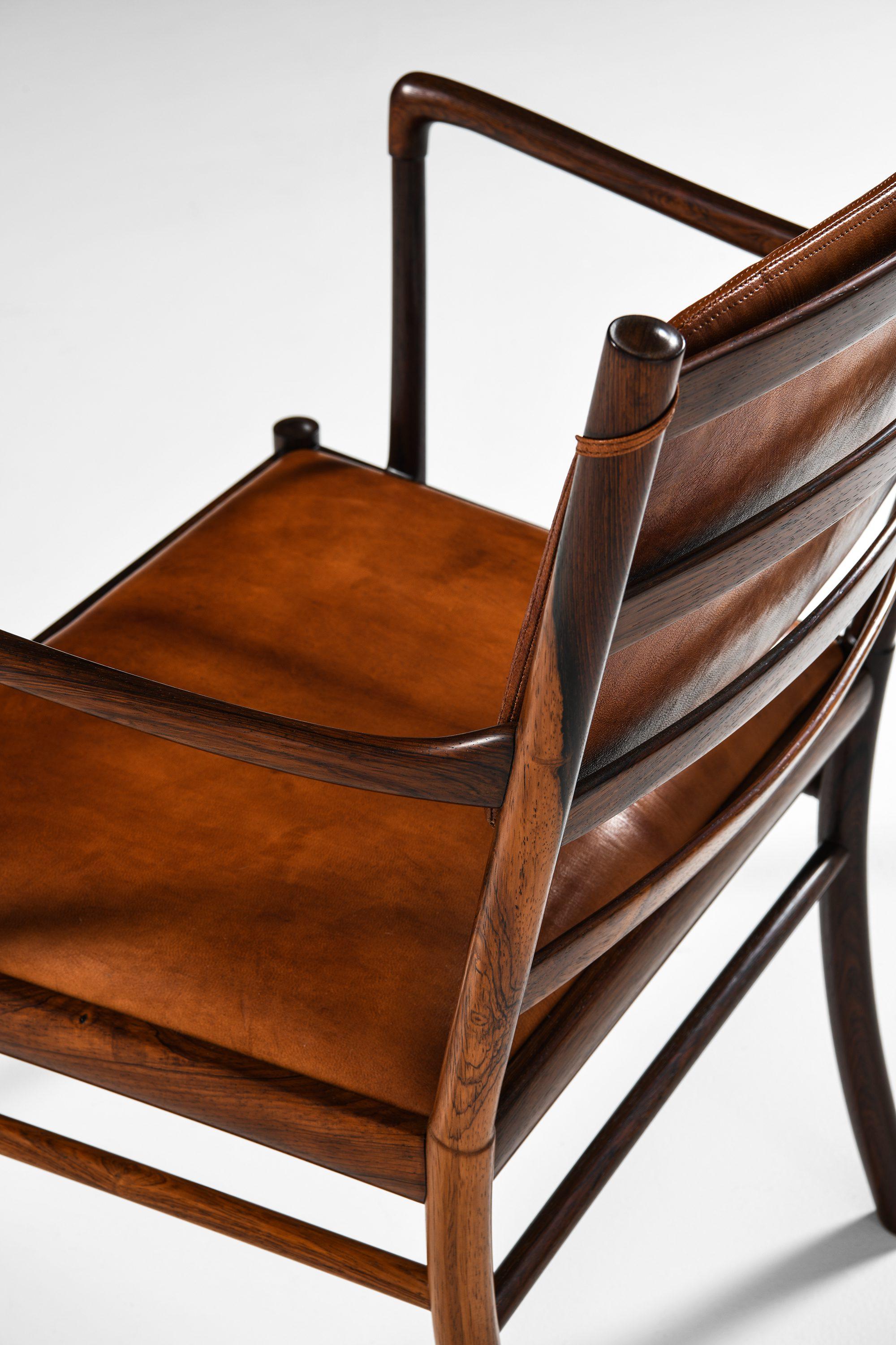 Armchair in Rosewood and Upholstered in Niger Leather by Ole Wanscher, 1960's For Sale 3