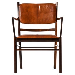 Armchair in Rosewood and Upholstered in Niger Leather by Ole Wanscher, 1960's
