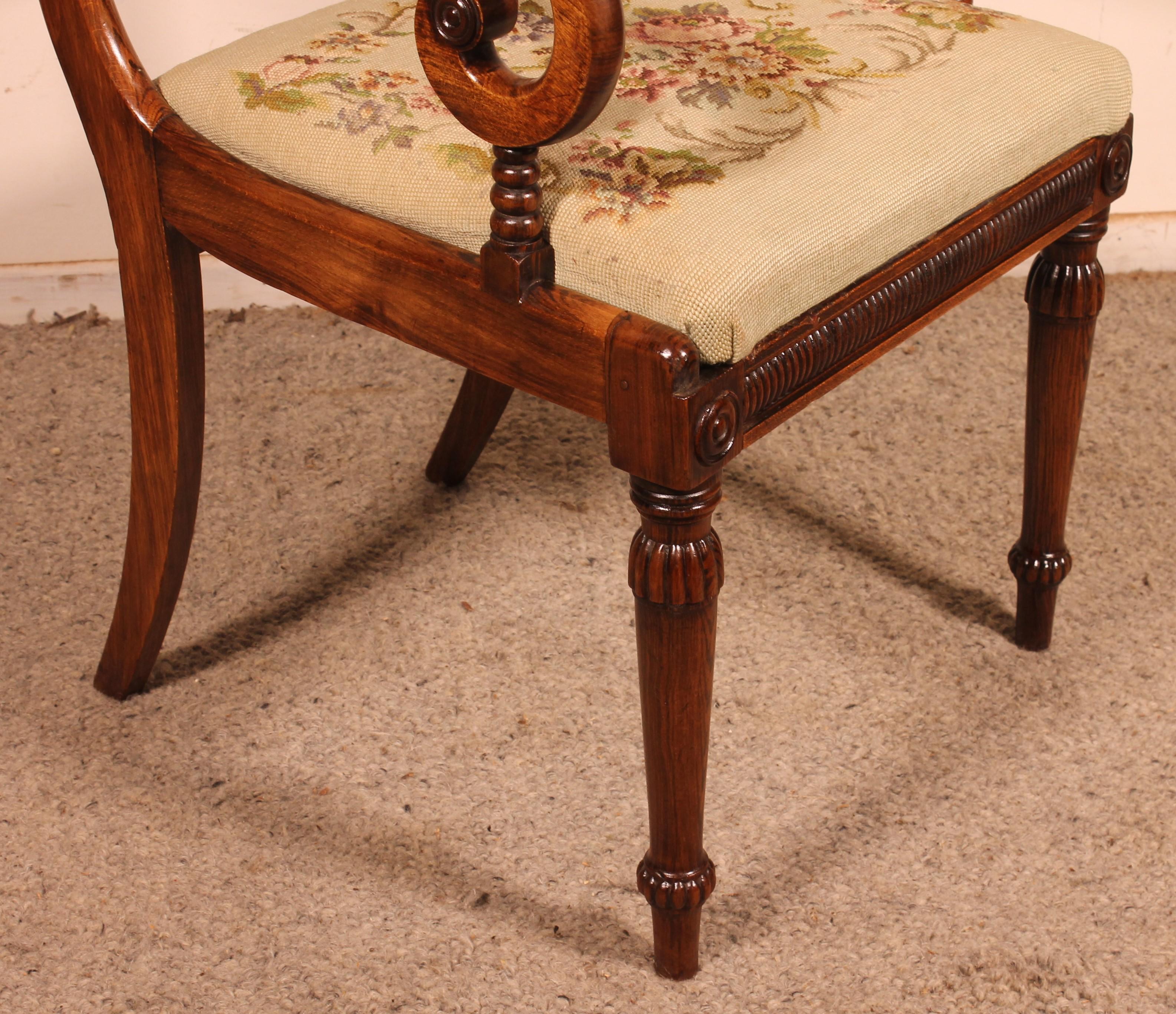 Armchair In Rosewood Regency Period, circa 1810 In Good Condition For Sale In Brussels, Brussels