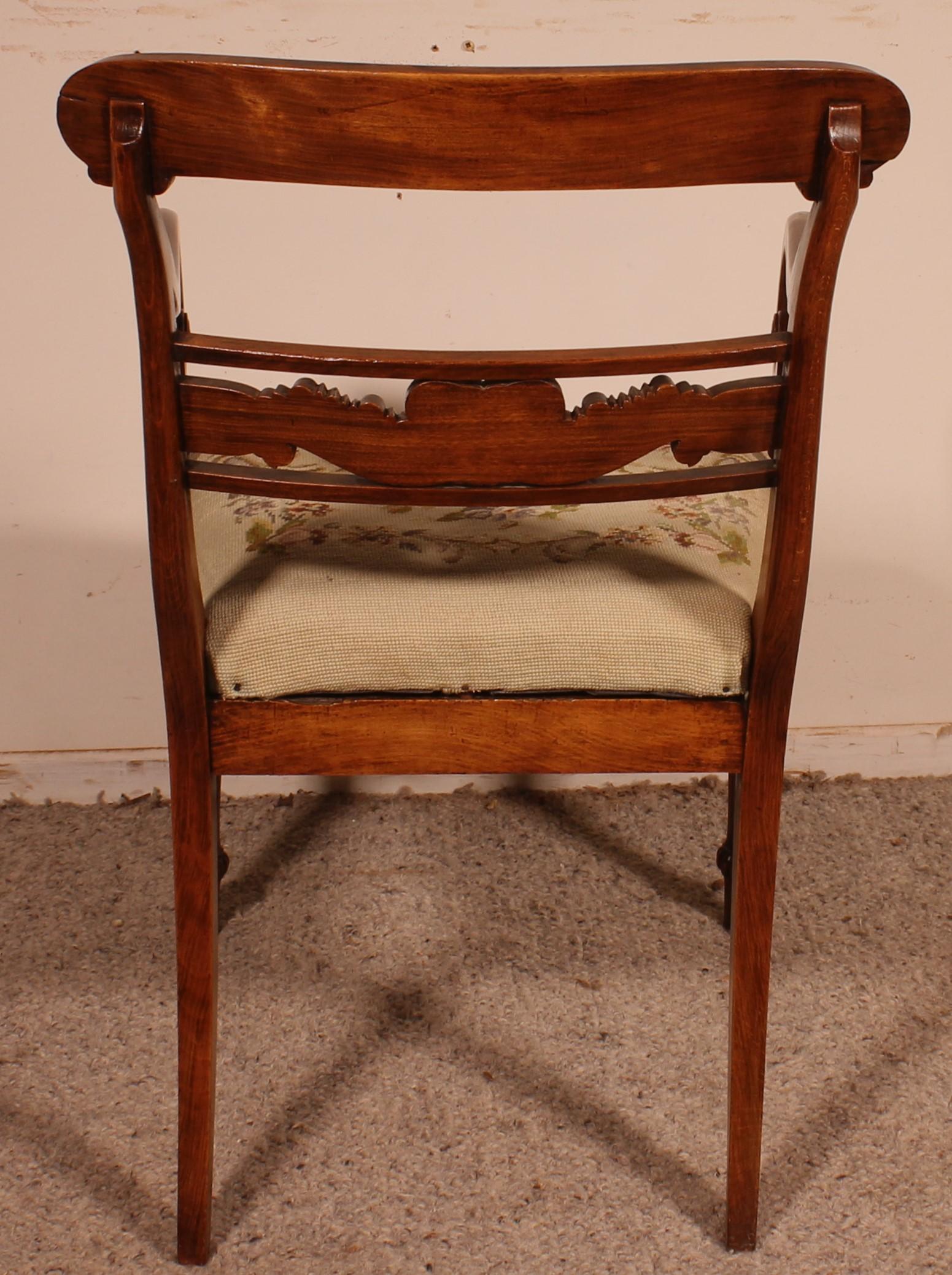 XIXe siècle Fauteuil en bois de rose de la période Régence, vers 1810 en vente