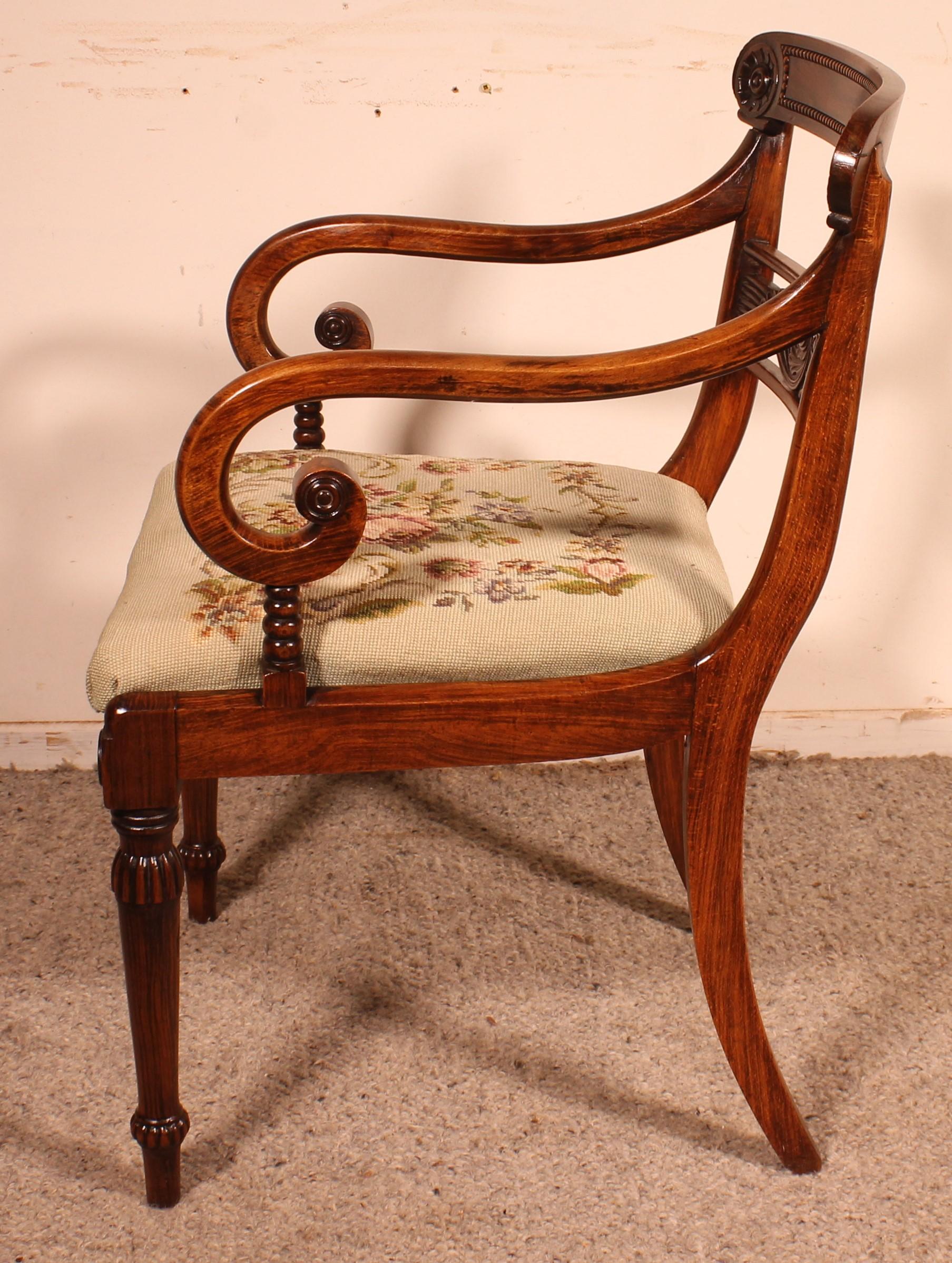 Armchair In Rosewood Regency Period, circa 1810 For Sale 2