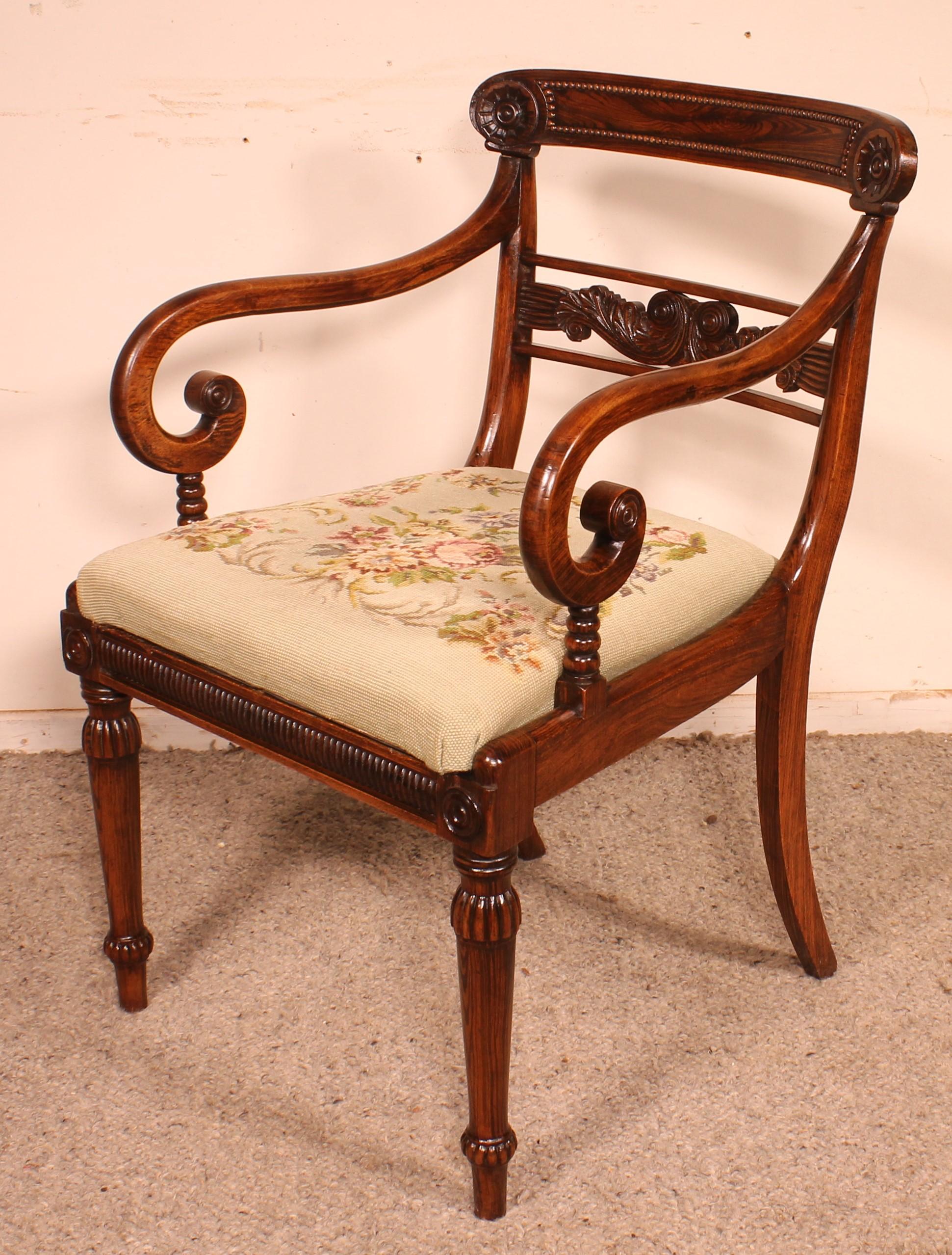 Armchair In Rosewood Regency Period, circa 1810 For Sale 3