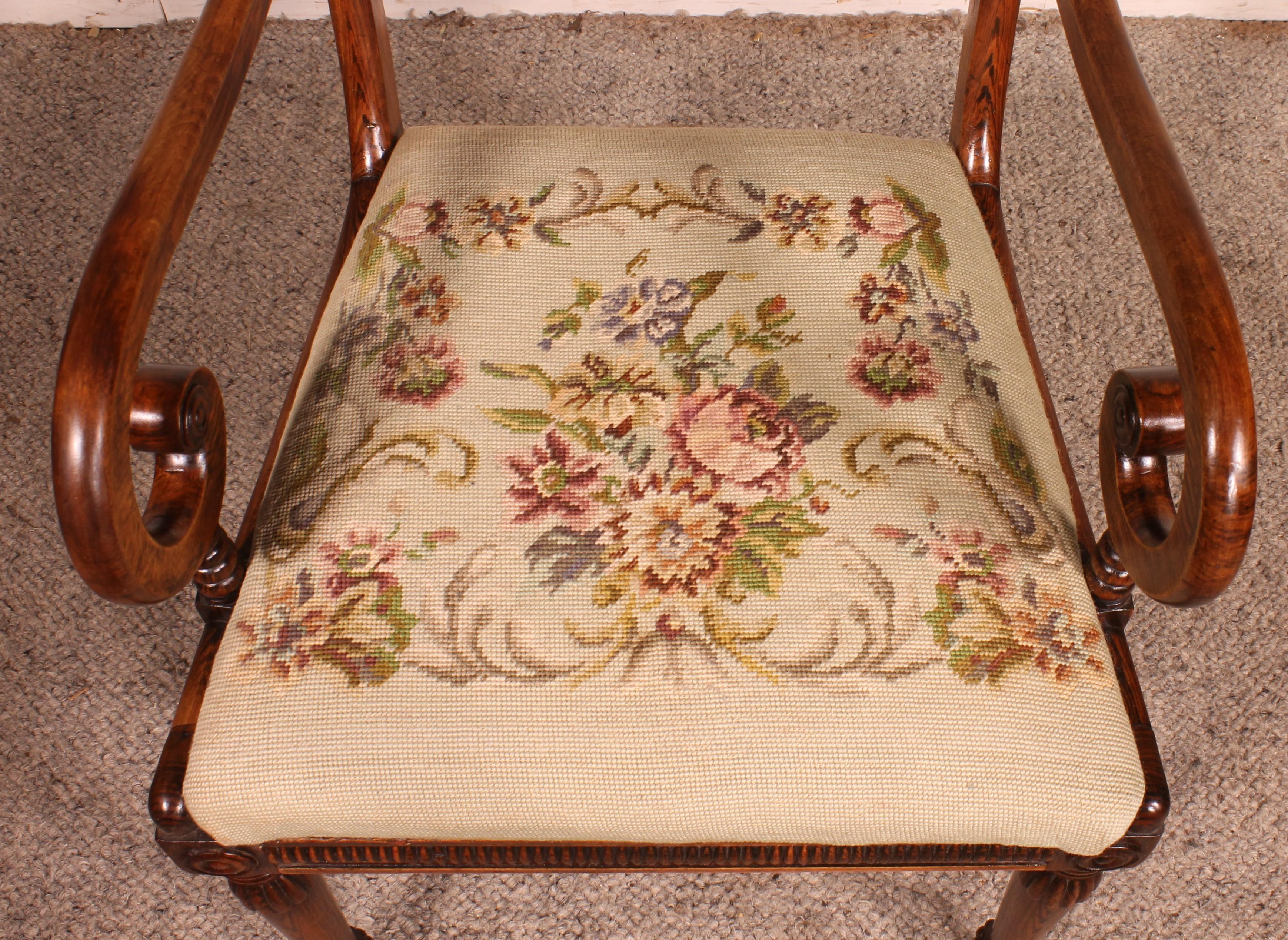 Armchair In Rosewood Regency Period, circa 1810 For Sale 4