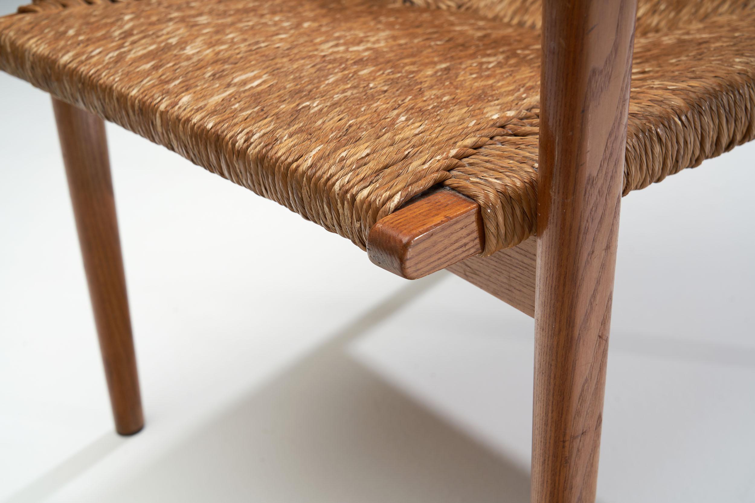Armchair in Solid Oak and Cane, Denmark, circa 1960s 6