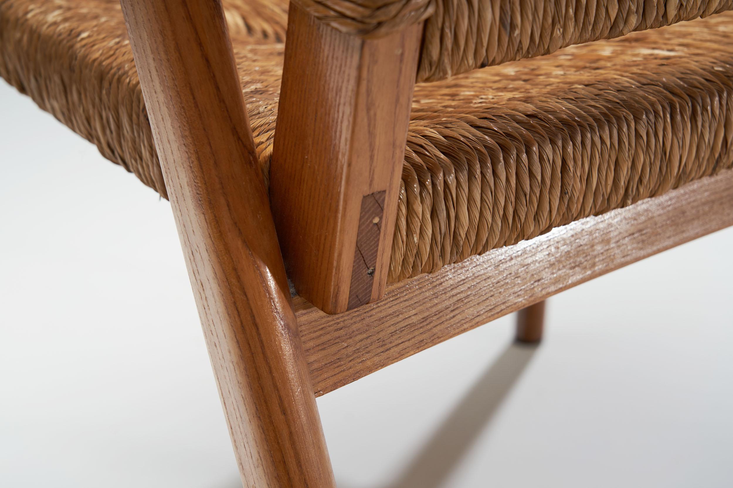 Armchair in Solid Oak and Cane, Denmark, circa 1960s 7