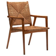 Armchair in Solid Oak and Cane, Denmark, circa 1960s