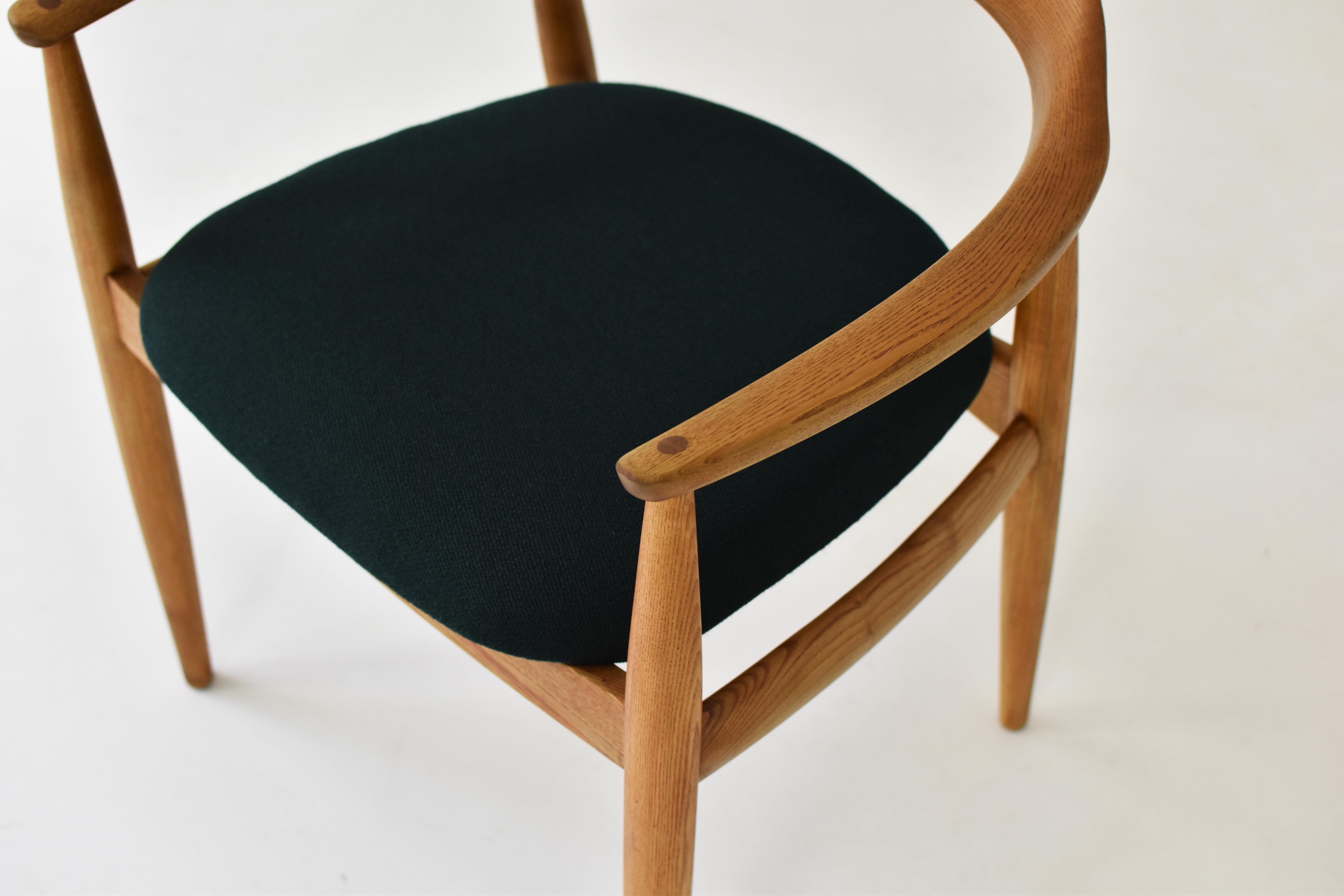 Fabric Armchair in Solid Oak by Illum Wikkelsø for Niels Eilersen, Denmark 1950s