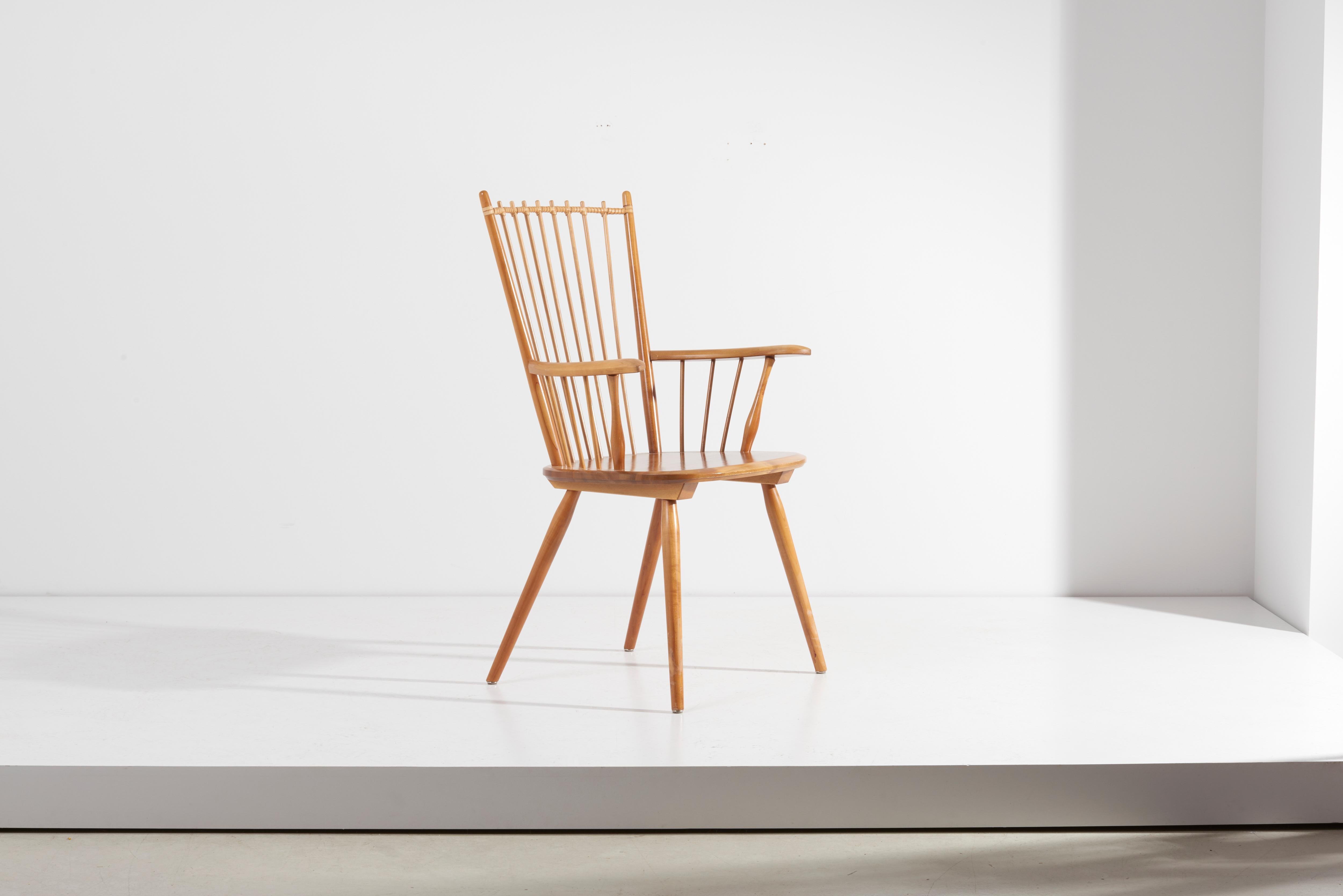 Armchair in Solid Wood by Albert Haberer for Hermann Fleiner, Germany, 1950s For Sale 8