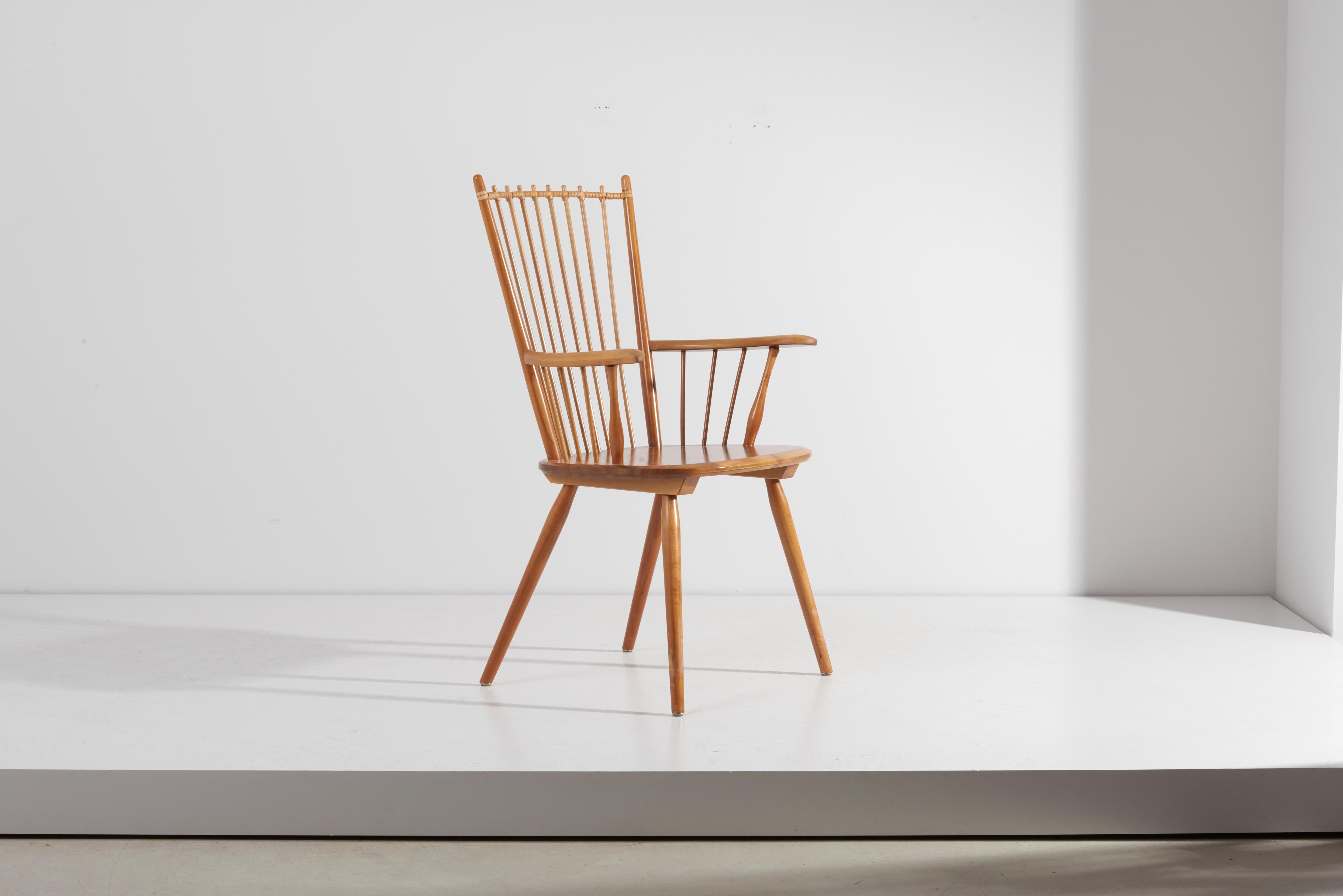 Armchair in Solid Wood by Albert Haberer for Hermann Fleiner, Germany, 1950s For Sale 9