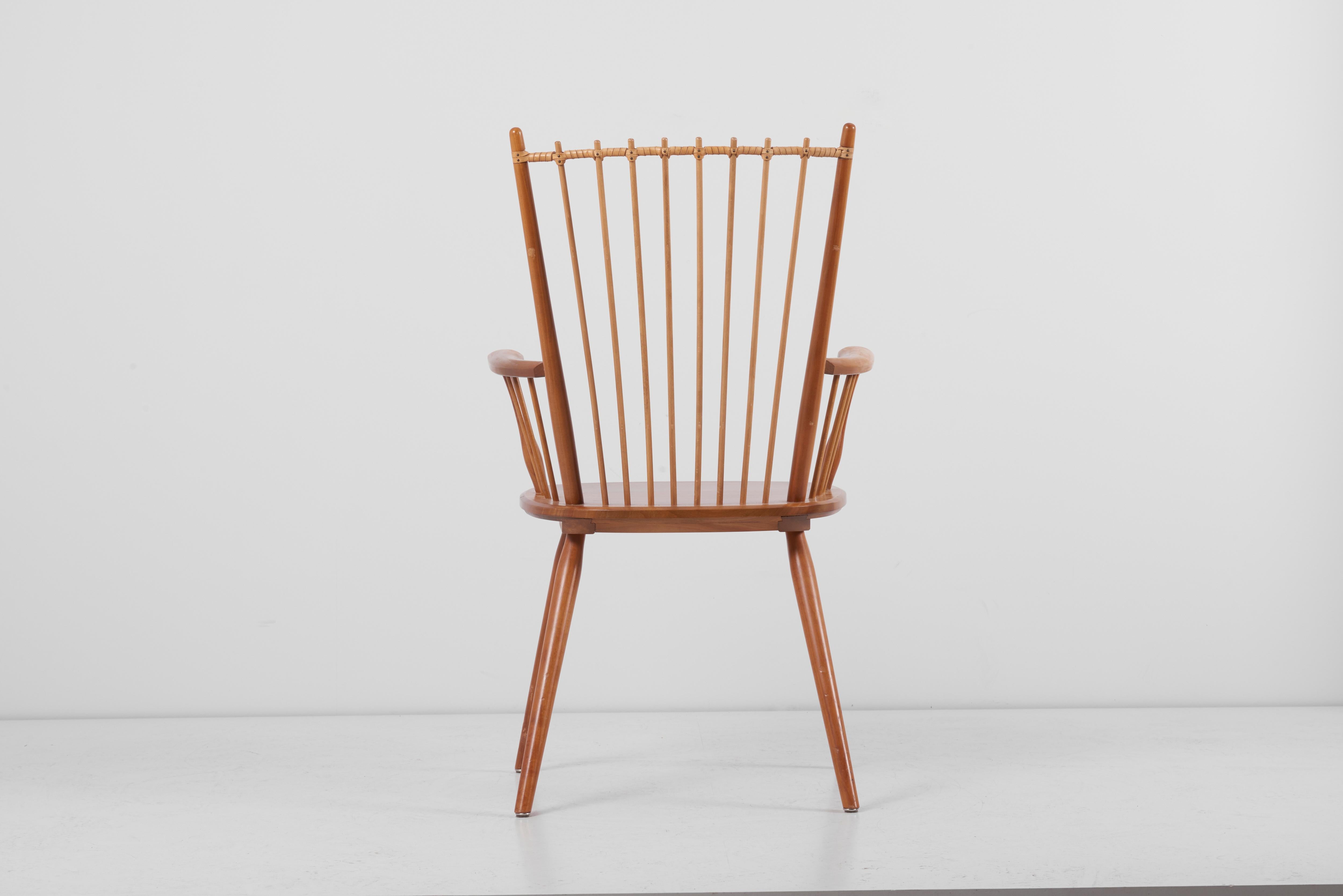 Armchair in Solid Wood by Albert Haberer for Hermann Fleiner, Germany, 1950s For Sale 1